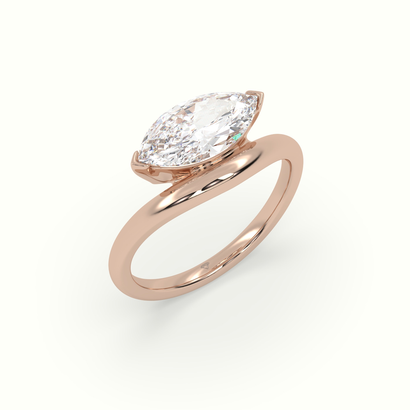 10K Rose Gold Marquise Diamond Solitaire Bypass Engagement Ring