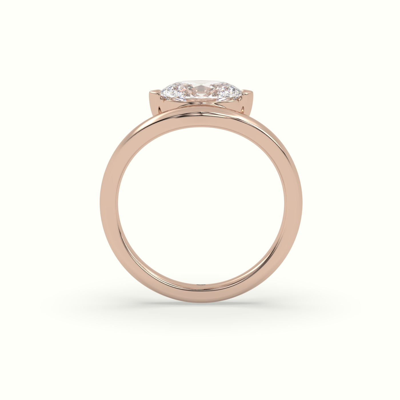18K Rose Gold Oval Diamond Solitaire Bypass Engagement Ring