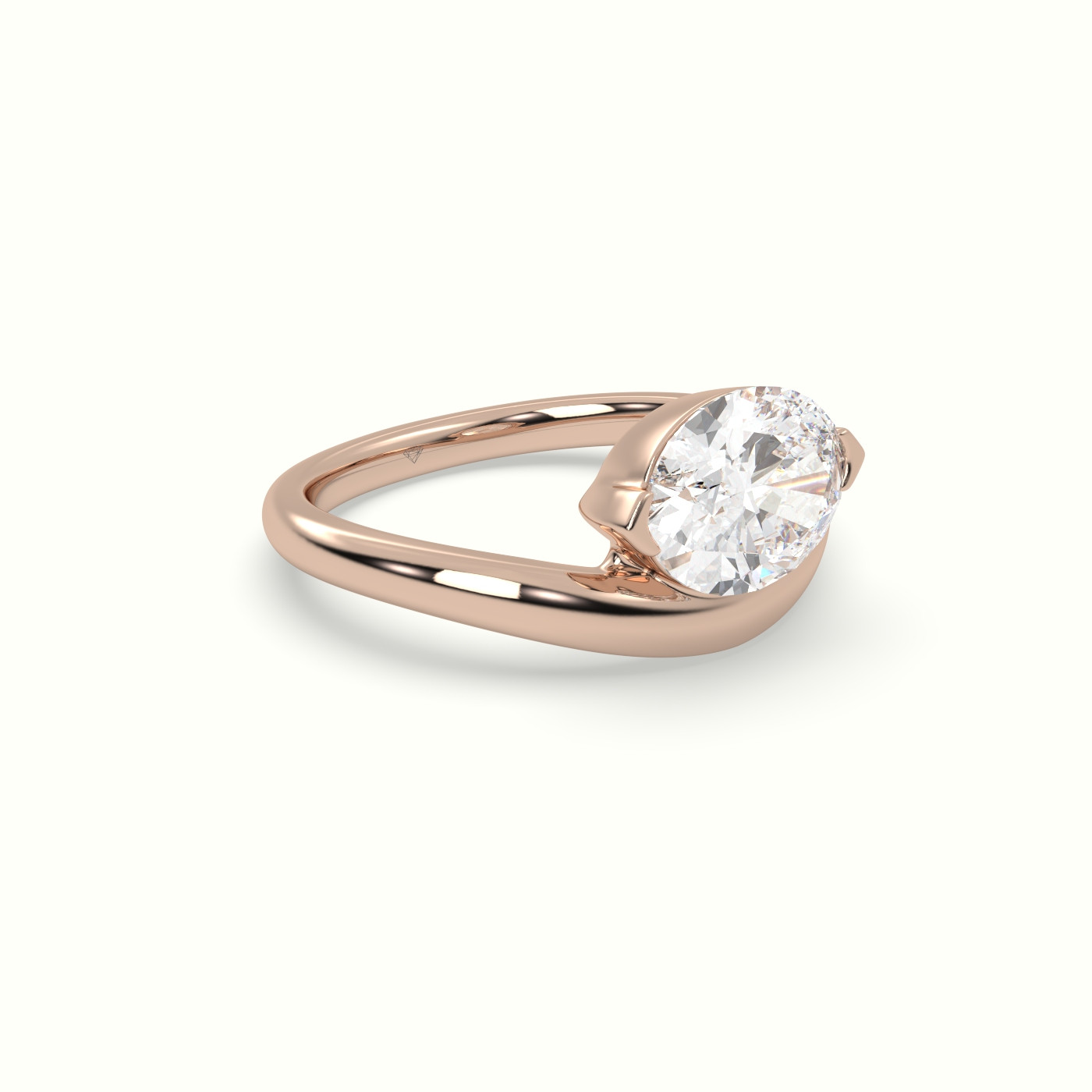 10K Rose Gold Oval Diamond Solitaire Bypass Engagement Ring