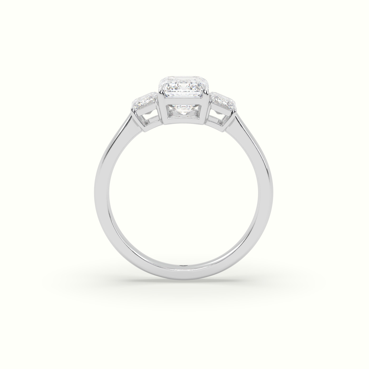 10K White Gold Emerald Diamond Trilogy Engagement Ring