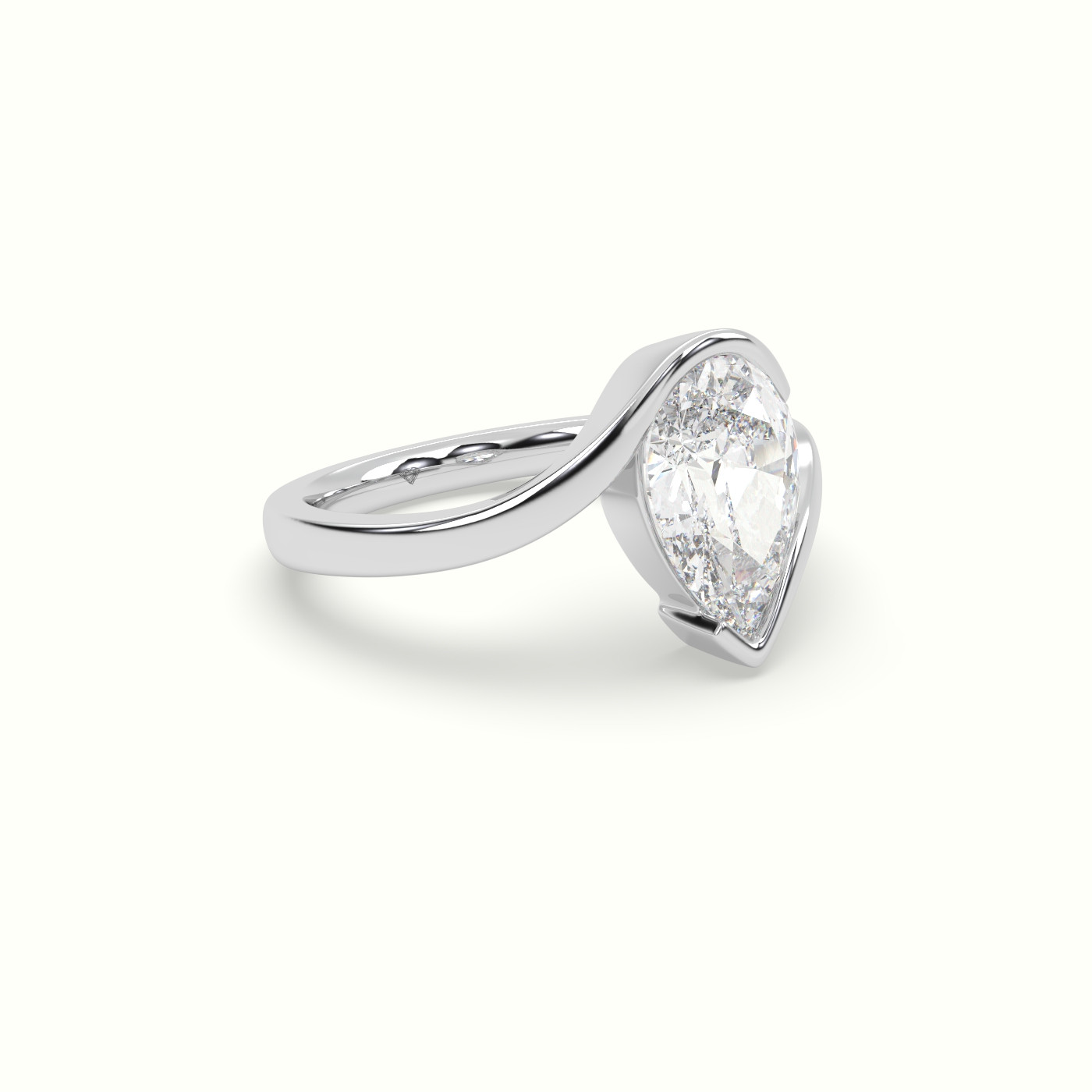 18K White Gold Pear Diamond Tension Engagement Ring