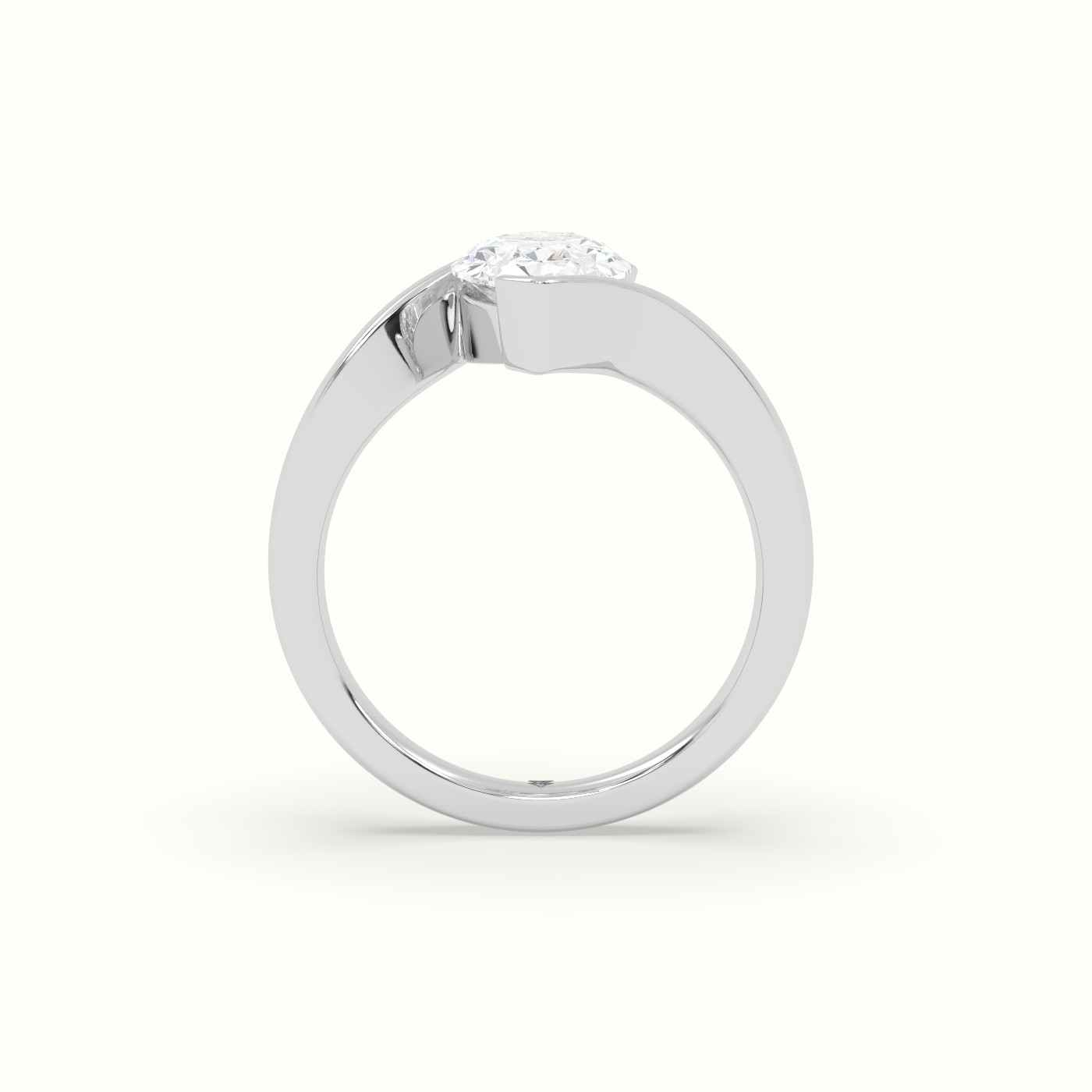 18K White Gold Pear Diamond Tension Engagement Ring