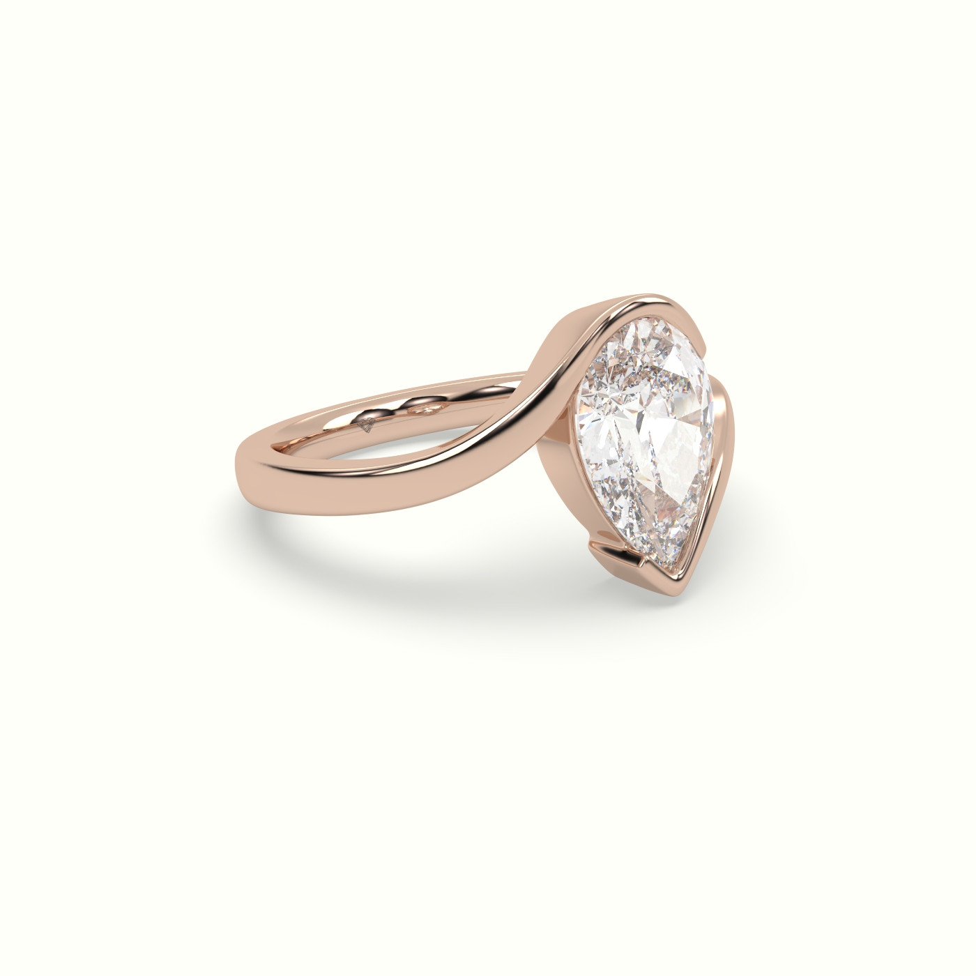 18K Rose Gold Pear Diamond Tension Engagement Ring