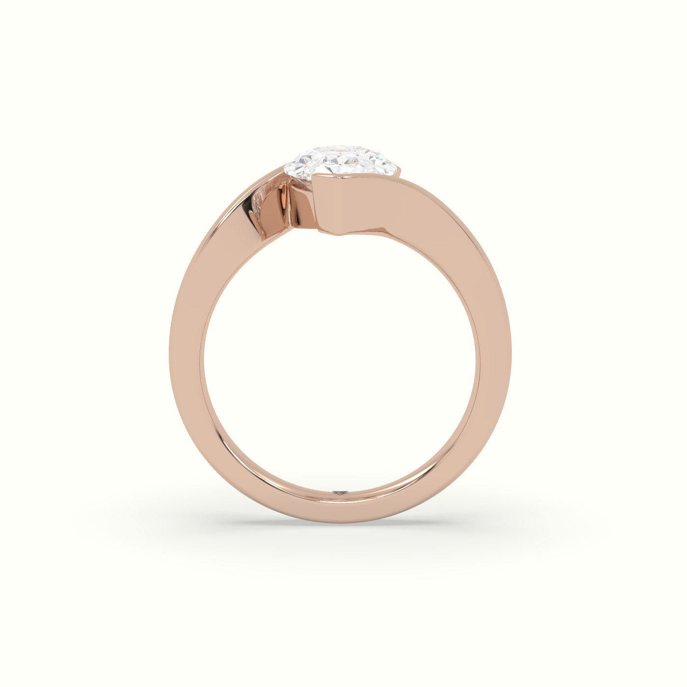 18K Rose Gold Pear Diamond Tension Engagement Ring