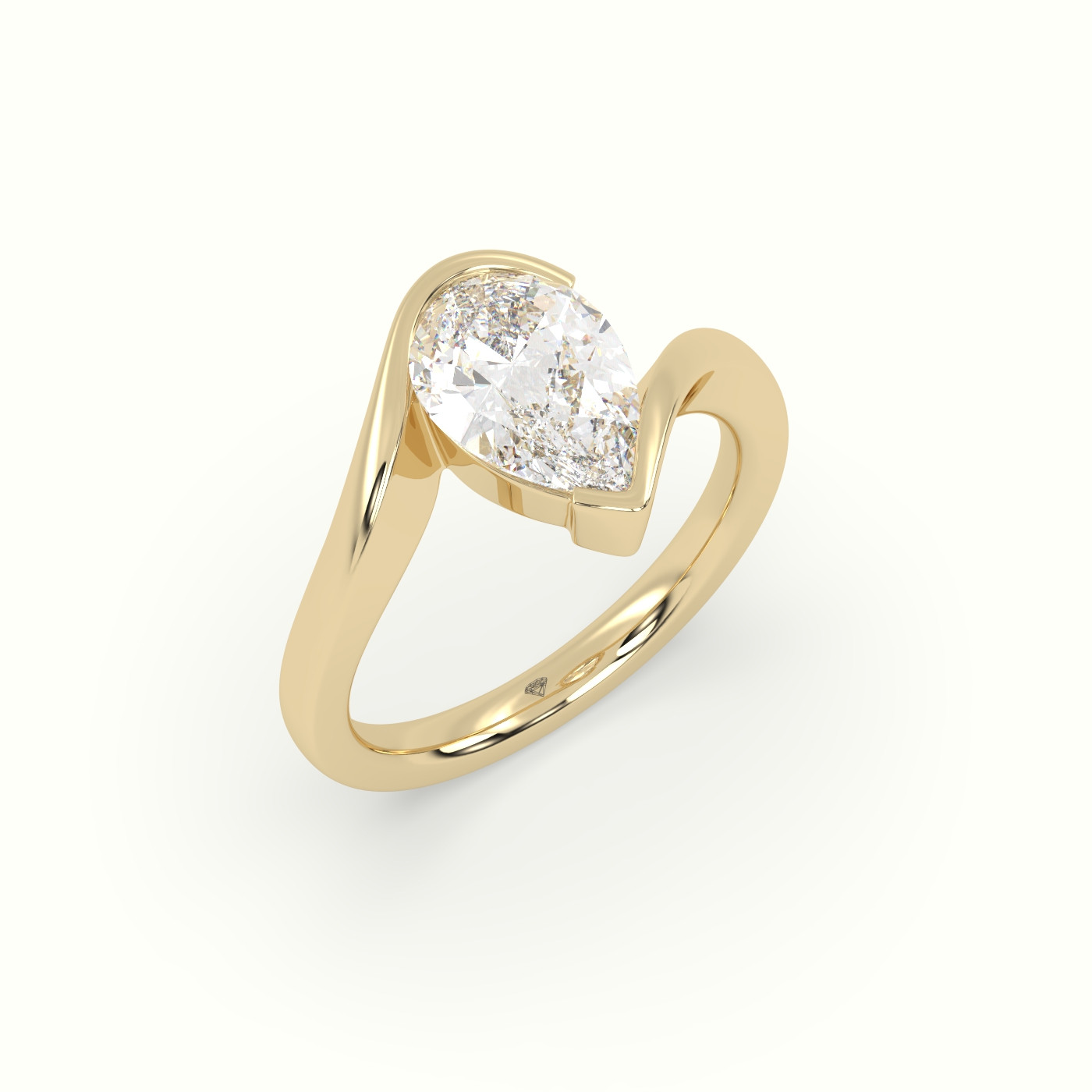 10K Yellow Gold Pear Diamond Tension Engagement Ring