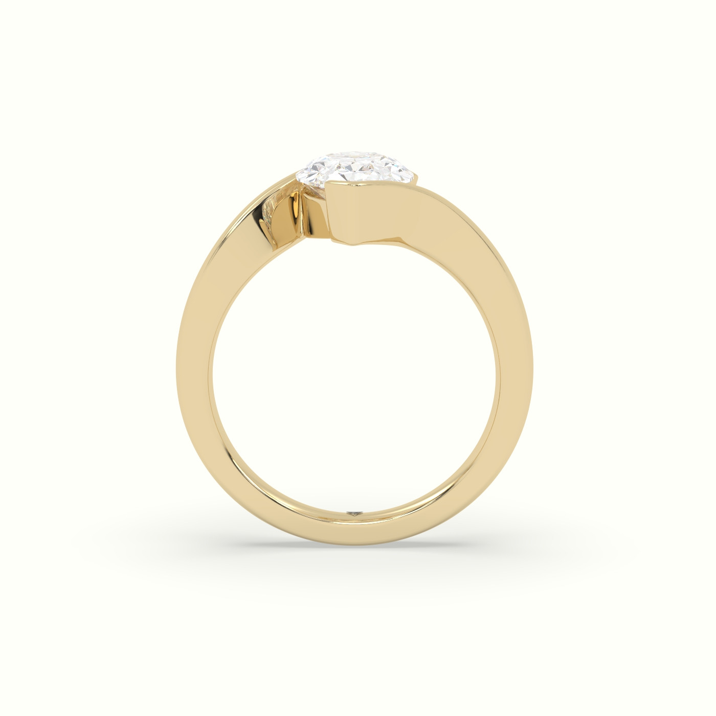 10K Yellow Gold Pear Diamond Tension Engagement Ring