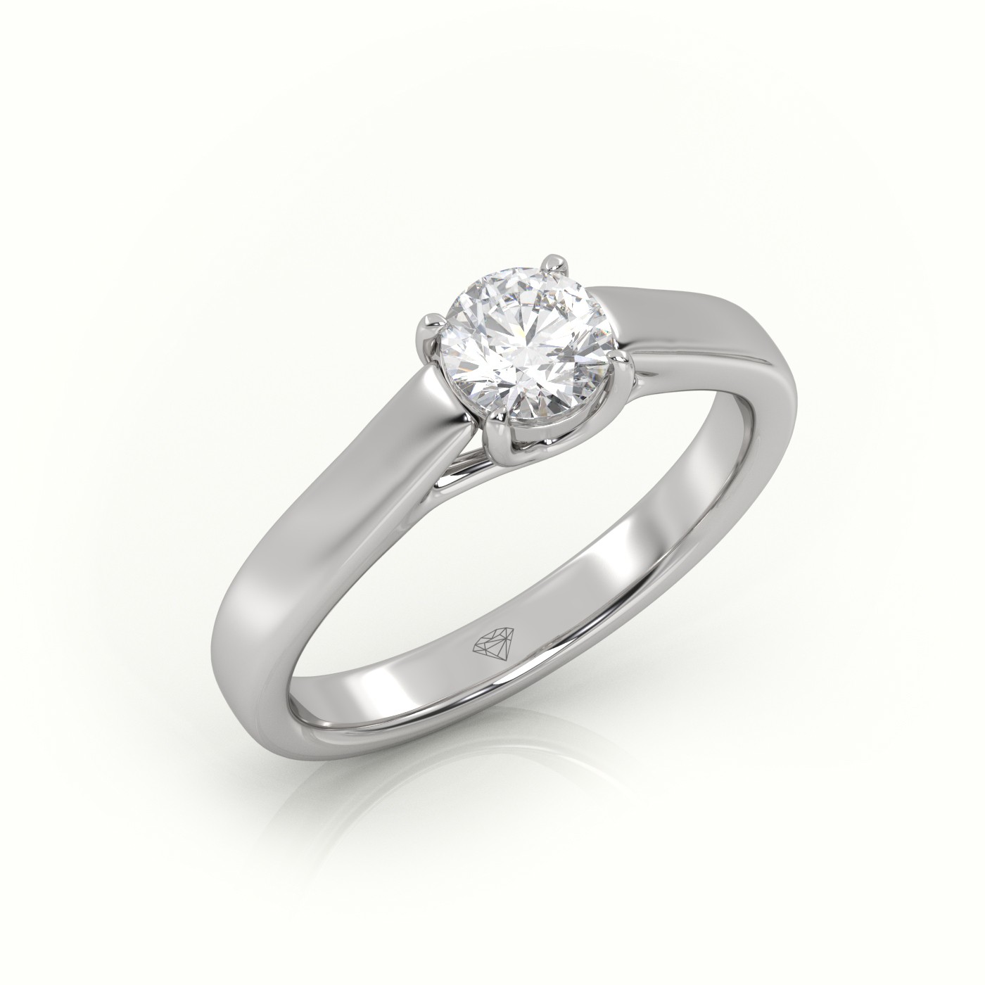 18K WHITE GOLD ROUND CUT DIAMOND 4 PRONGS SOLITAIRE ENGAGEMENT RING