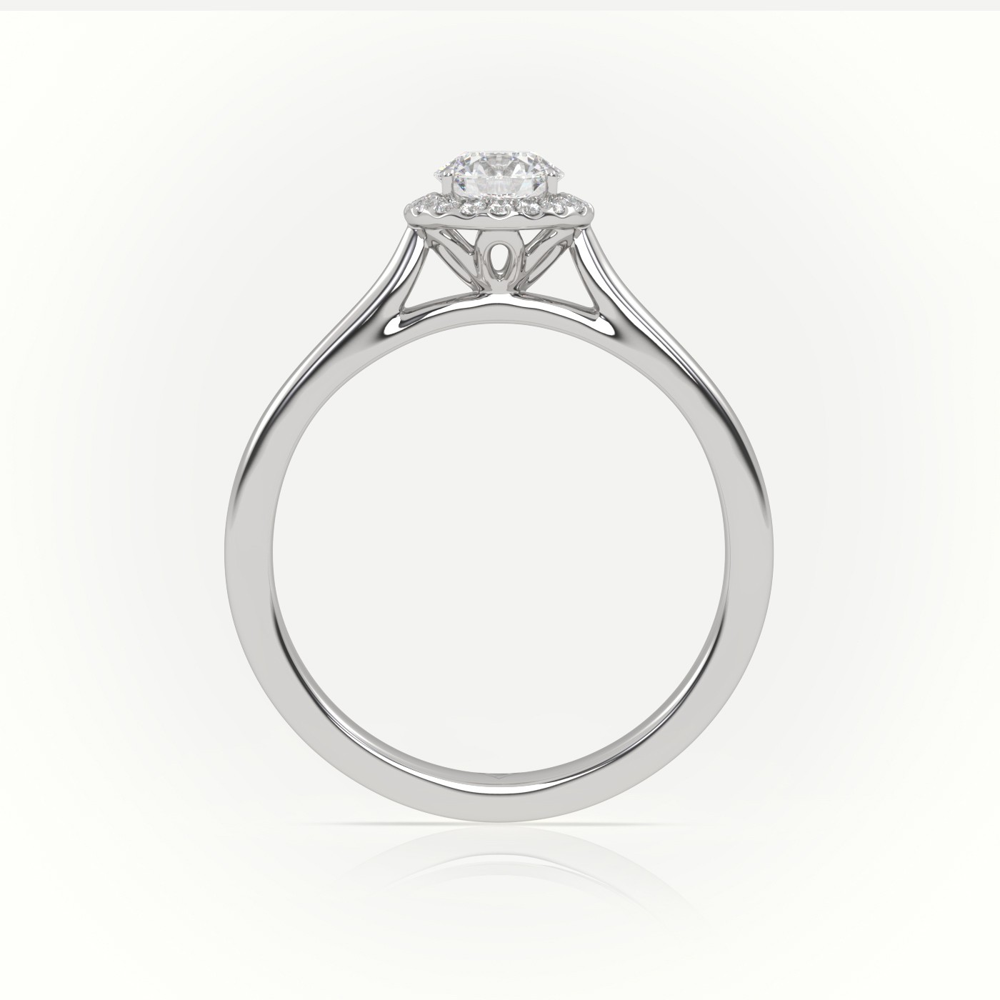 18K WHITE GOLD ROUND CUT DIAMOND 4 PRONGS HALO SETTING ENGAGEMENT RING