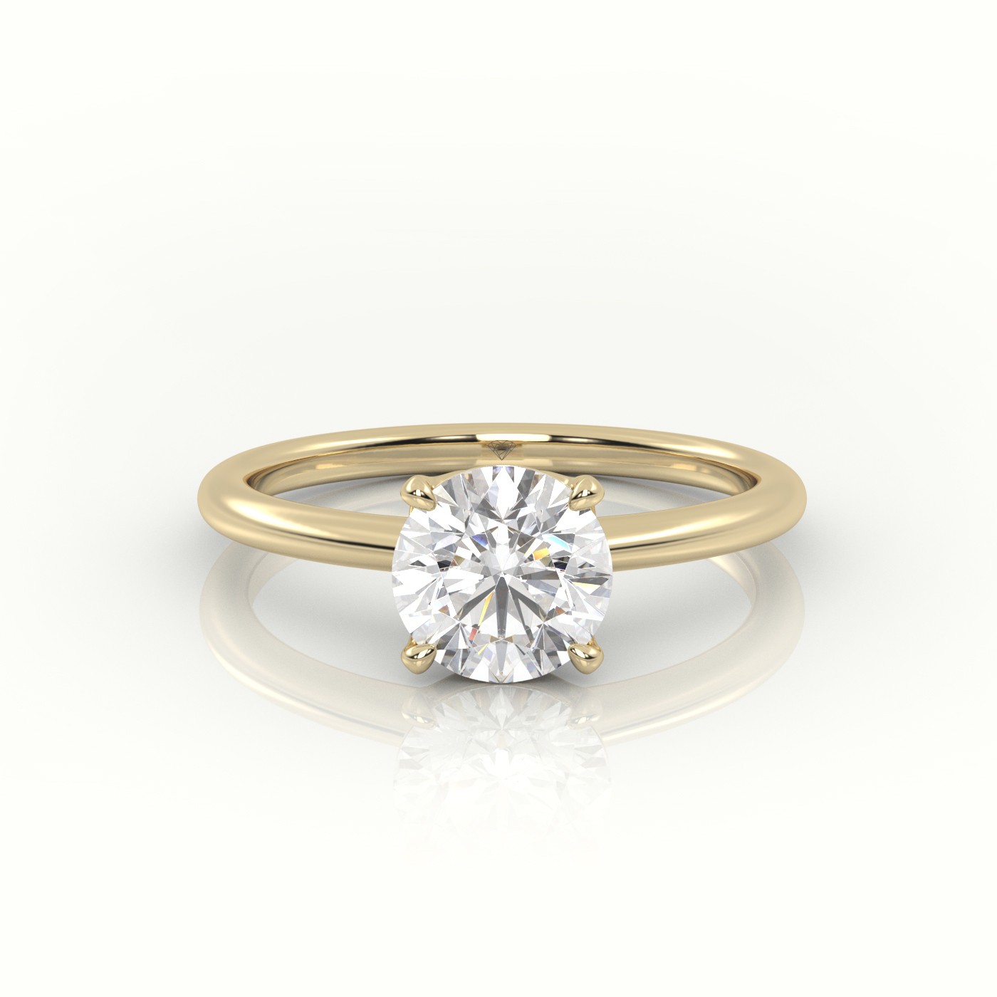 18K YELLOW GOLD ROUND CUT DIAMOND 4 PRONGS CLASSIC SOLITAIRE ENGAGEMENT RING