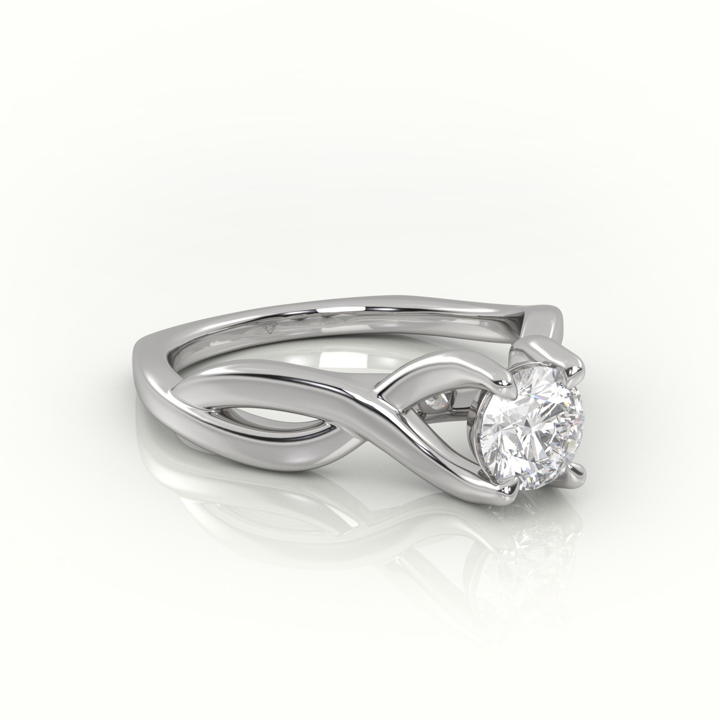 18 Karat White Gold Round Cut Diamond Cross Designer Engagement Ring