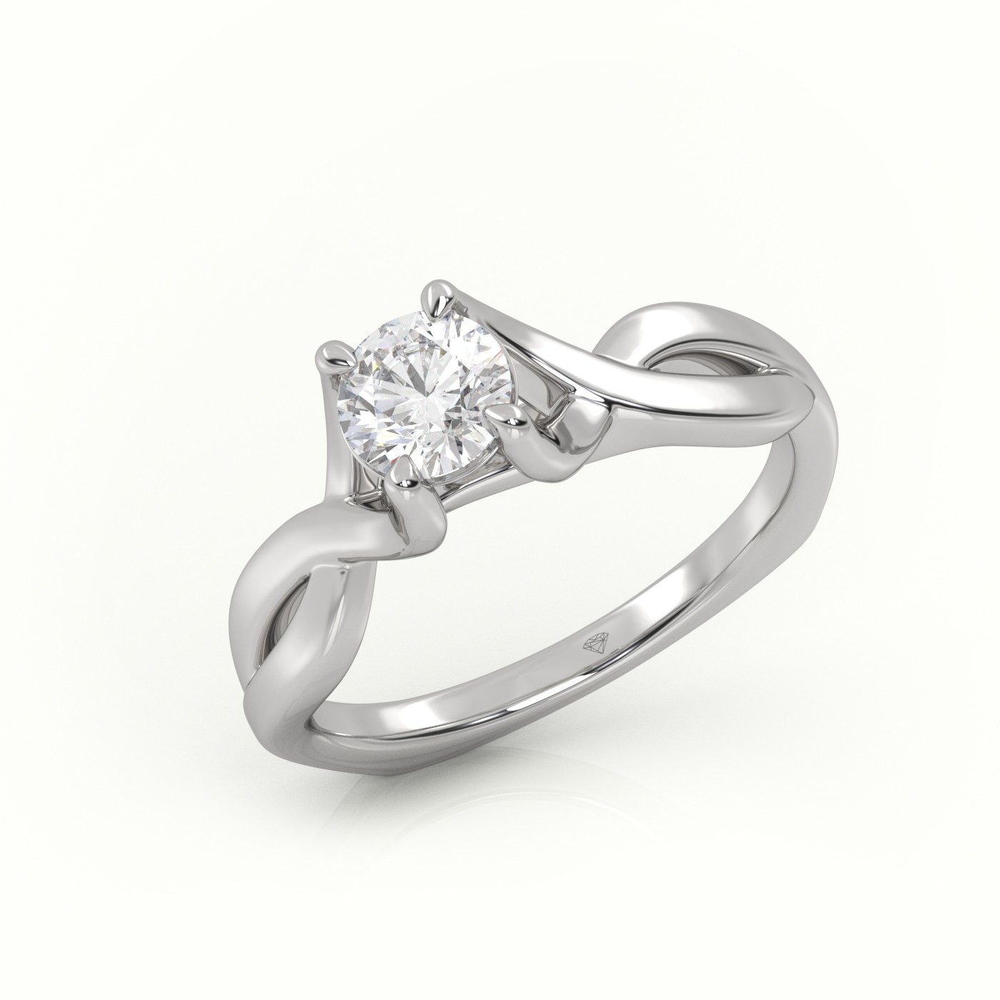 18 Karat White Gold Round Cut Diamond Cross Designer Engagement Ring