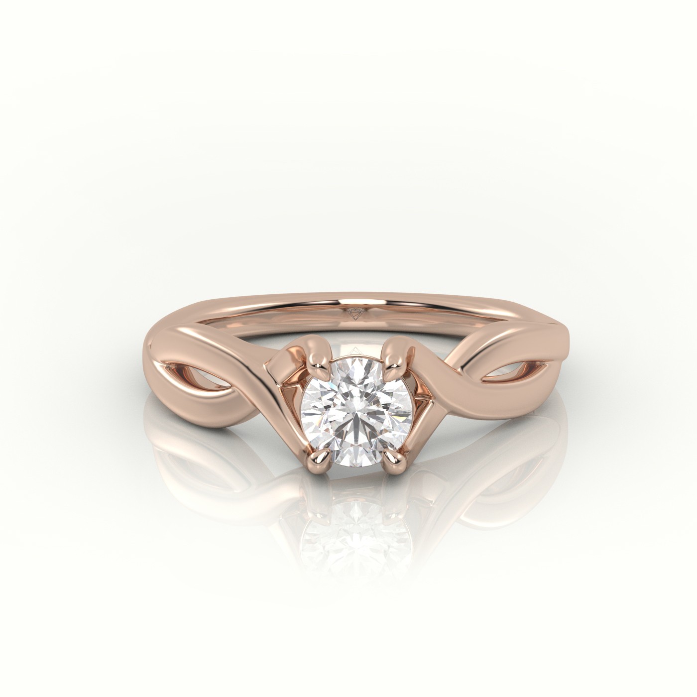 18 Karat Rose Gold ROUND CUT DIAMOND CROSS DESIGNER ENGAGEMENT RING