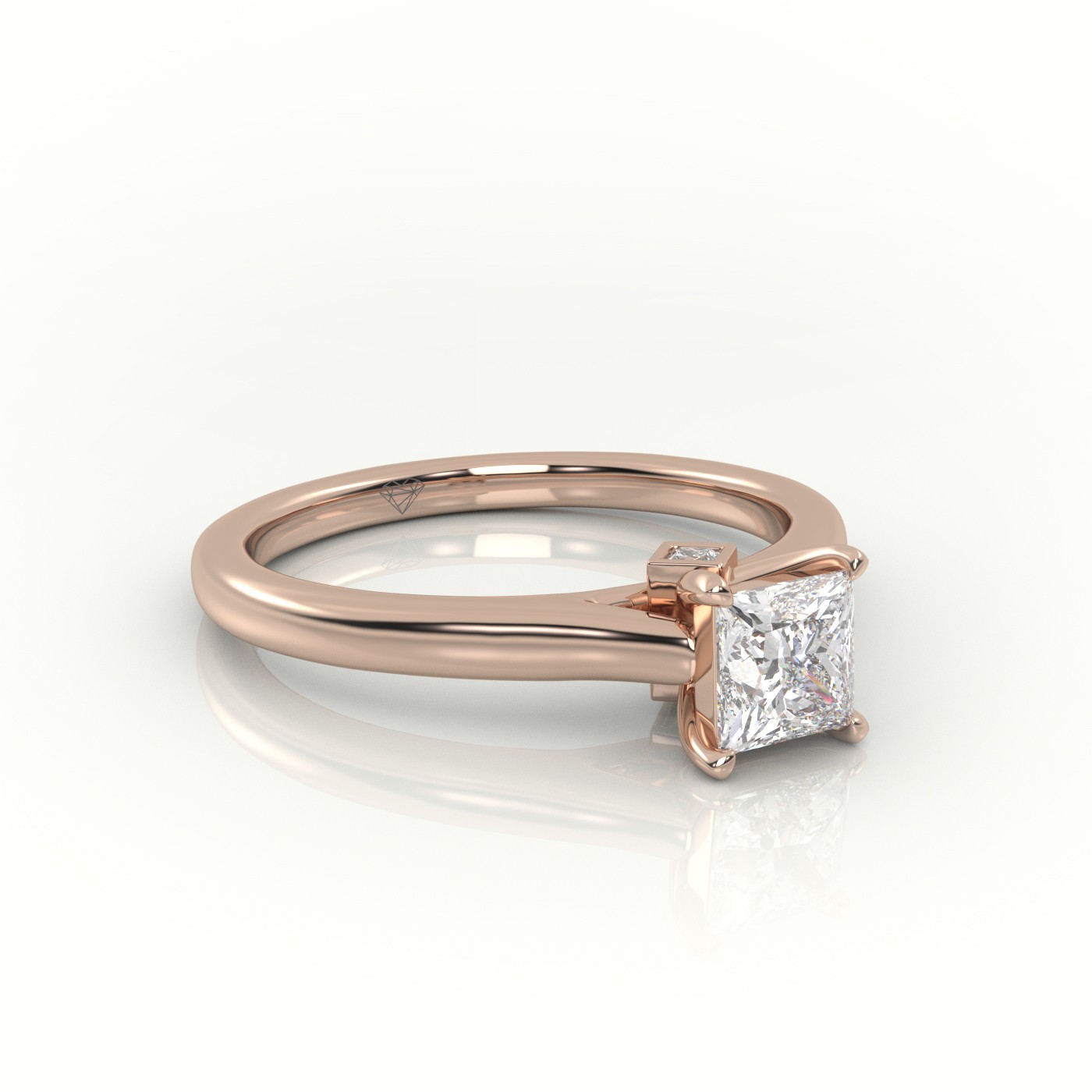 18 Karat Rose Gold Princess Cut Diamond Solitaire Engagement Ring