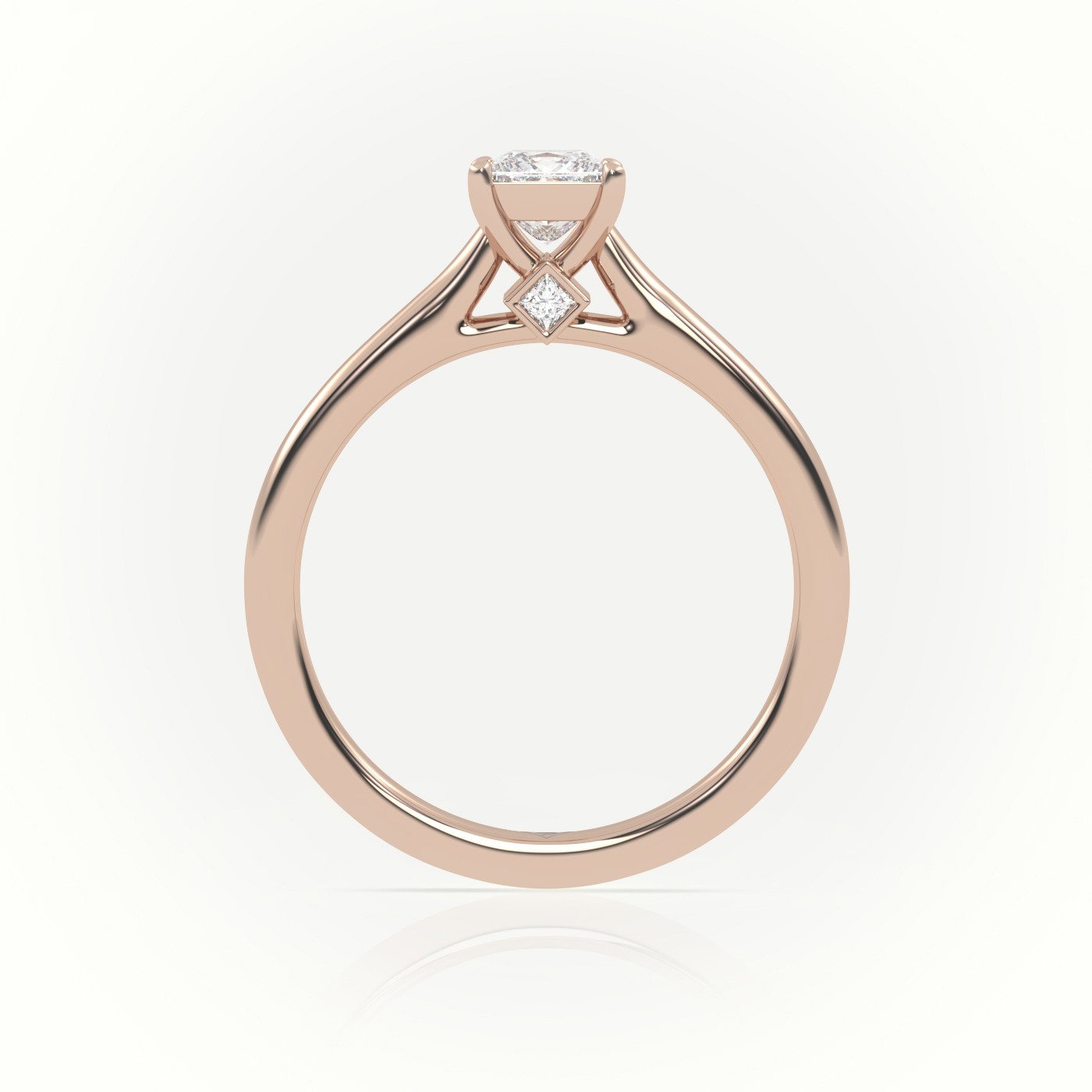 18 Karat Rose Gold Princess Cut Diamond Solitaire Engagement Ring