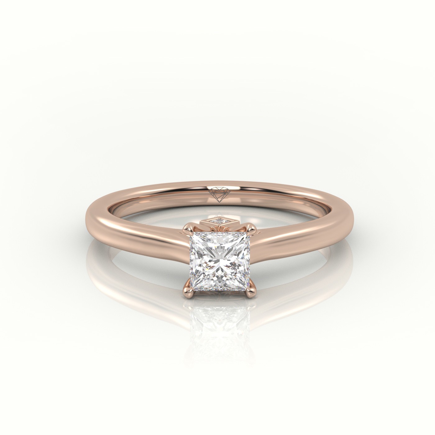 18 Karat Rose Gold Princess Cut Diamond Solitaire Engagement Ring