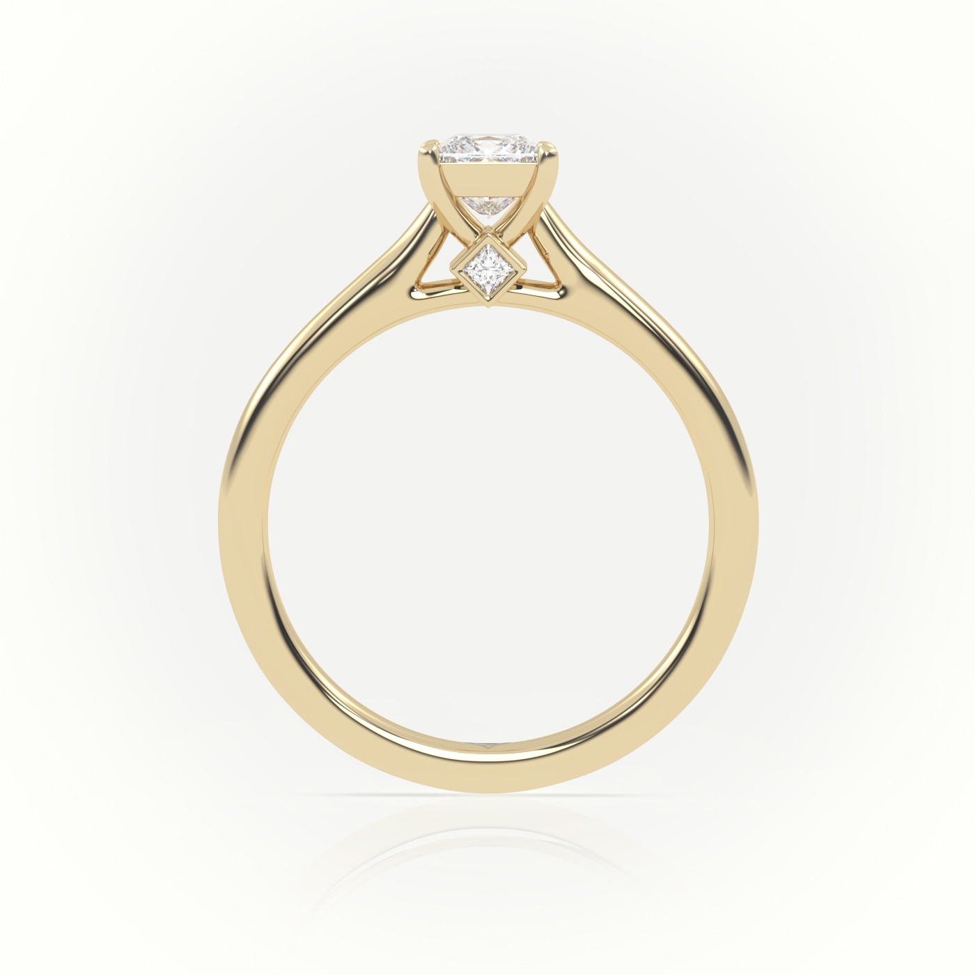 18 Karat Yellow Gold Princess Cut Diamond Solitaire Engagement Ring