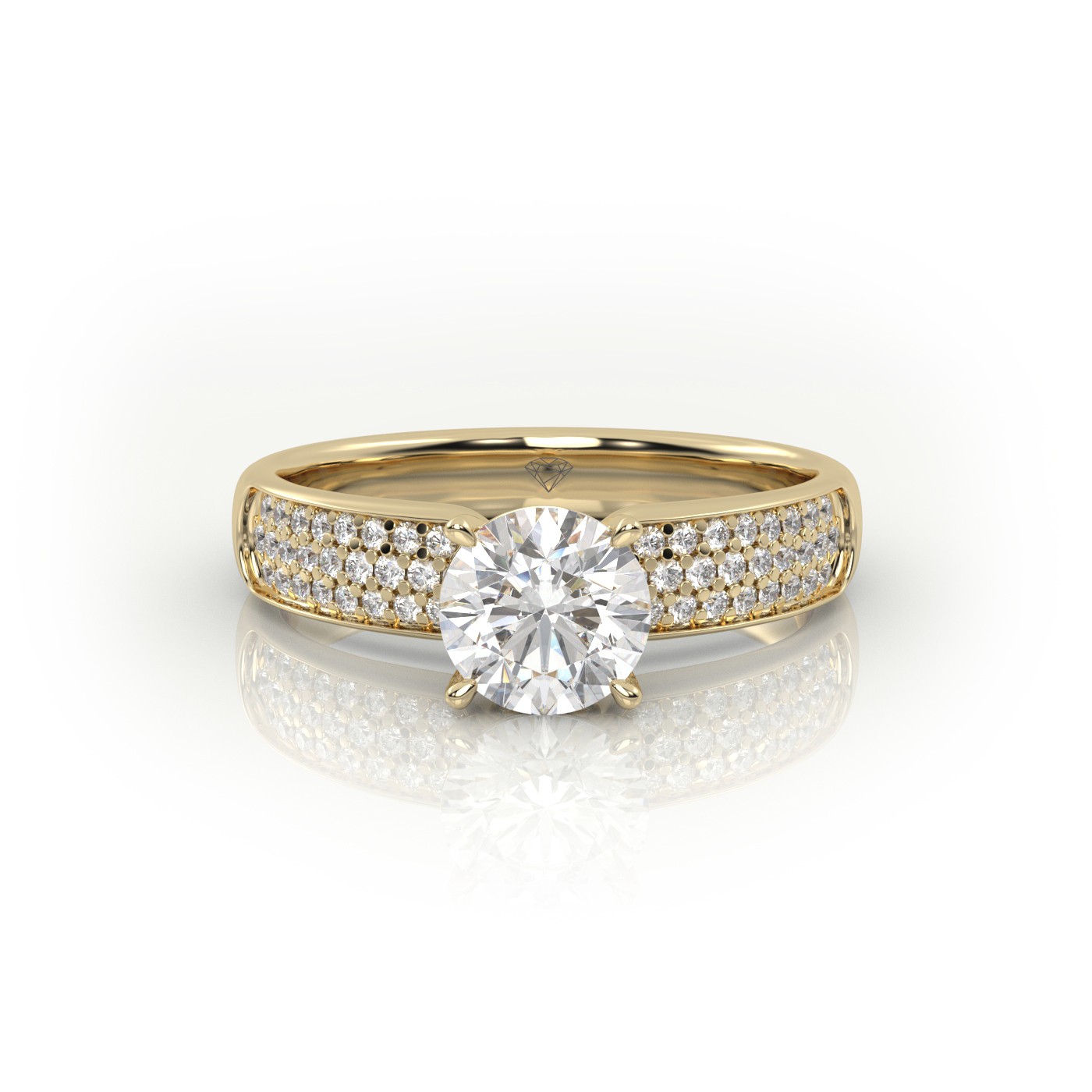 18K YELLOW GOLD 18K WHITE GOLD ROUND CUT 4 PRONGS CHANNEL SET ENGAGEMENT RING