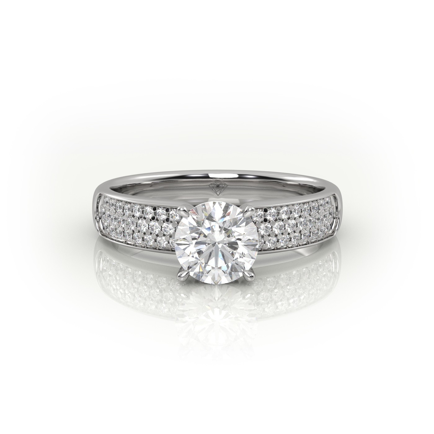 18K WHITE GOLD 18K WHITE GOLD ROUND CUT 4 PRONGS CHANNEL SET ENGAGEMENT RING