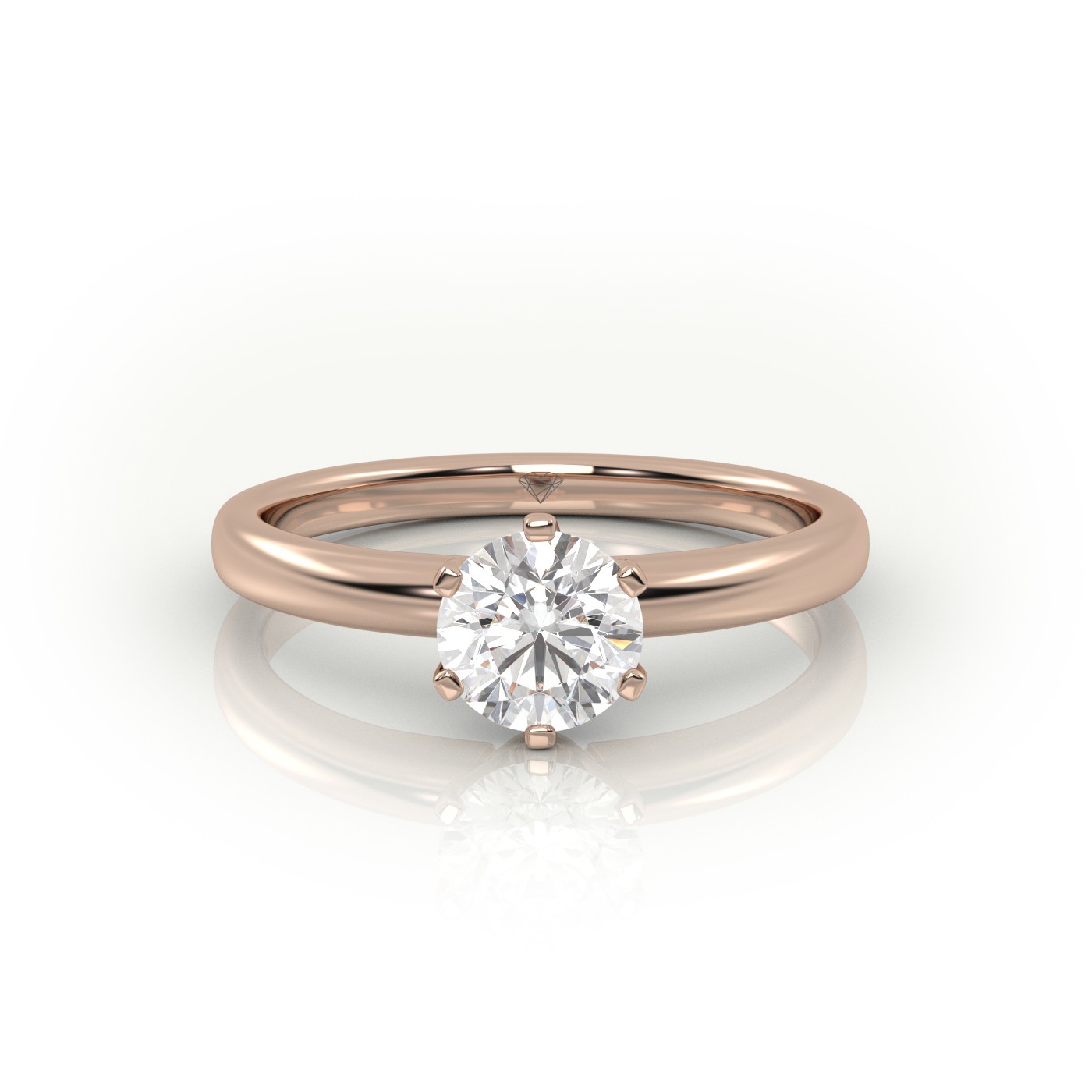 18K ROSE GOLD ROUND CUT 6 PRONGS SOLITAIRE ENGAGEMENT RING