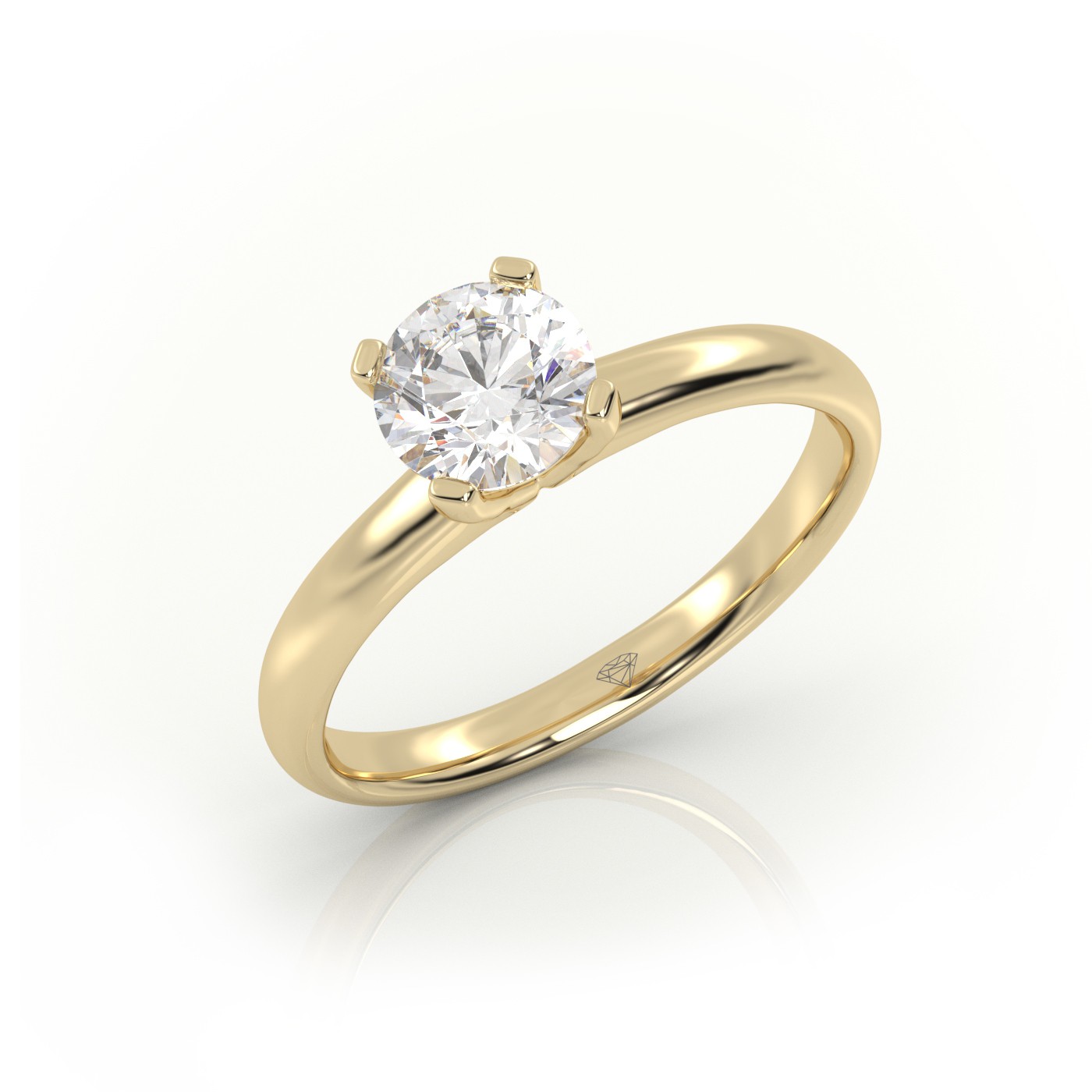 18K YELLOW GOLD ROUND CUT 4 PRONGS SOLITAIRE ENGAGEMENT RING