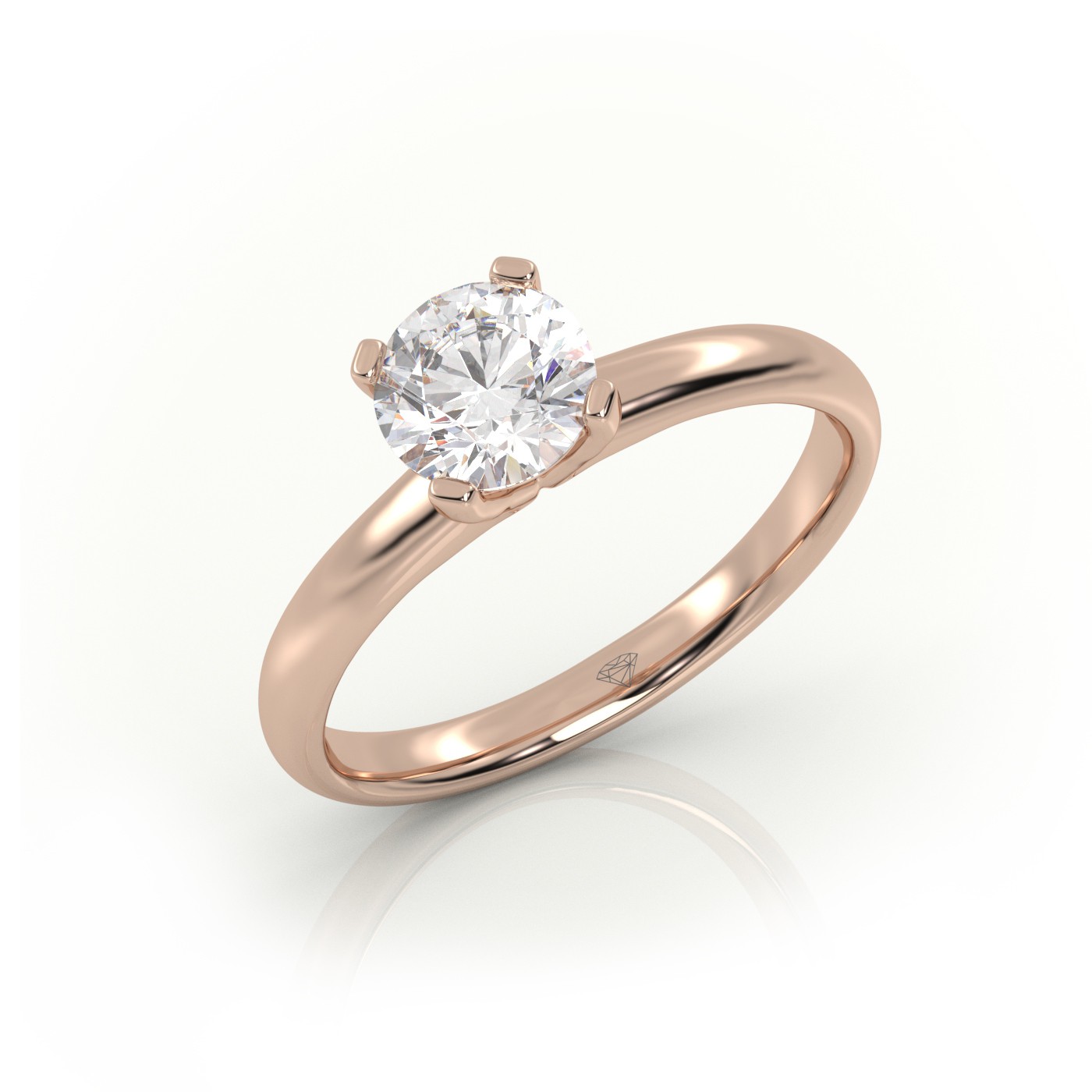 18K ROSE GOLD ROUND CUT 4 PRONGS SOLITAIRE ENGAGEMENT RING