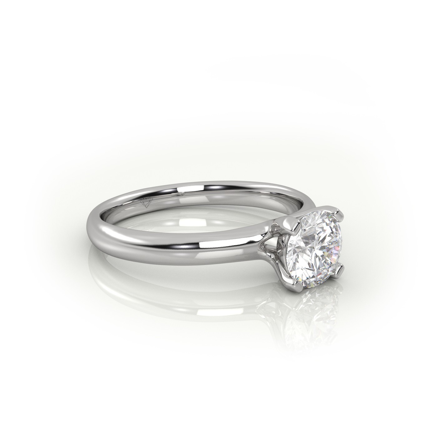 18K WHITE GOLD ROUND CUT 4 PRONGS SOLITAIRE ENGAGEMENT RING