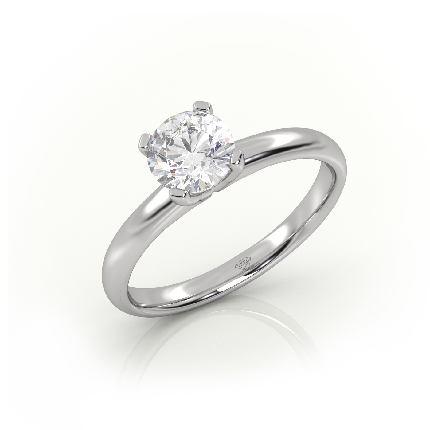 18K WHITE GOLD ROUND CUT 4 PRONGS SOLITAIRE ENGAGEMENT RING