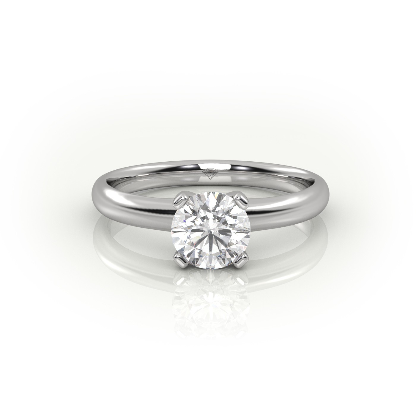 18K WHITE GOLD ROUND CUT 4 PRONGS SOLITAIRE ENGAGEMENT RING