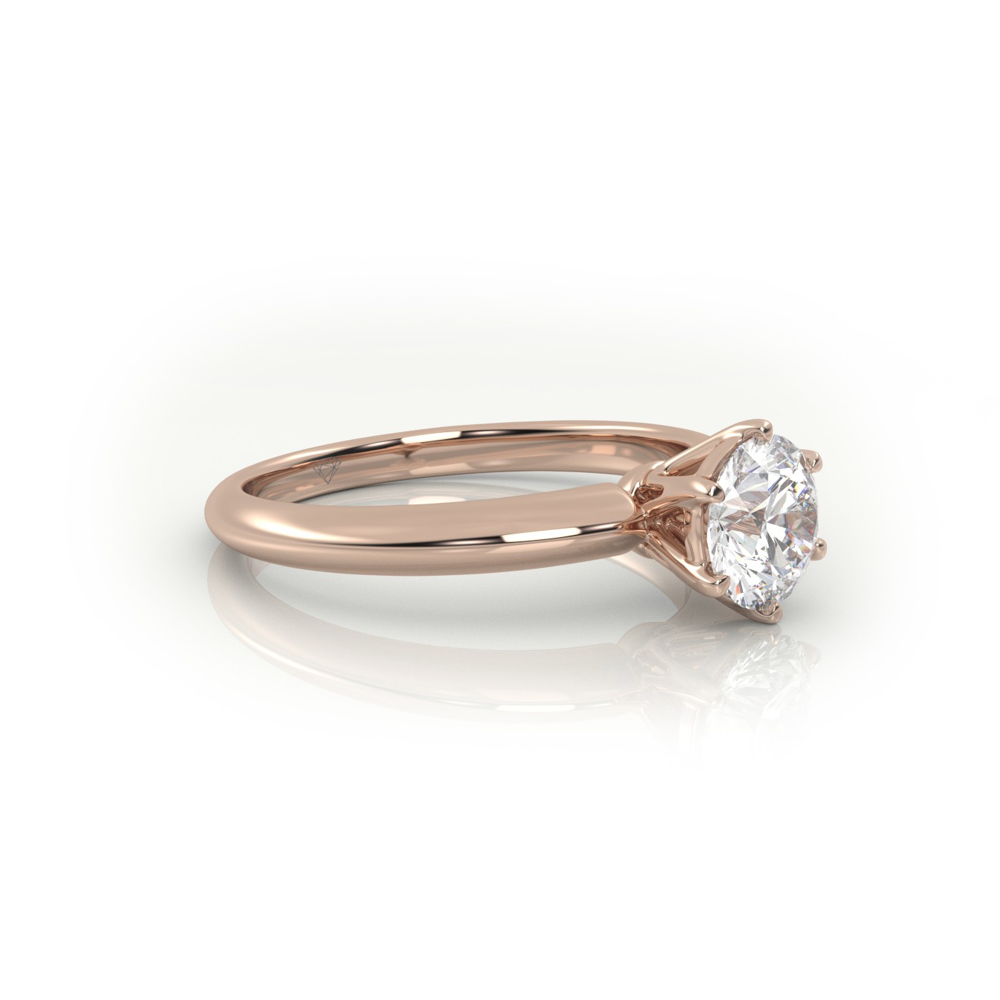 18K ROSE GOLD ROUND CUT 6 PRONGS SOLITAIRE ENGAGEMENT RING