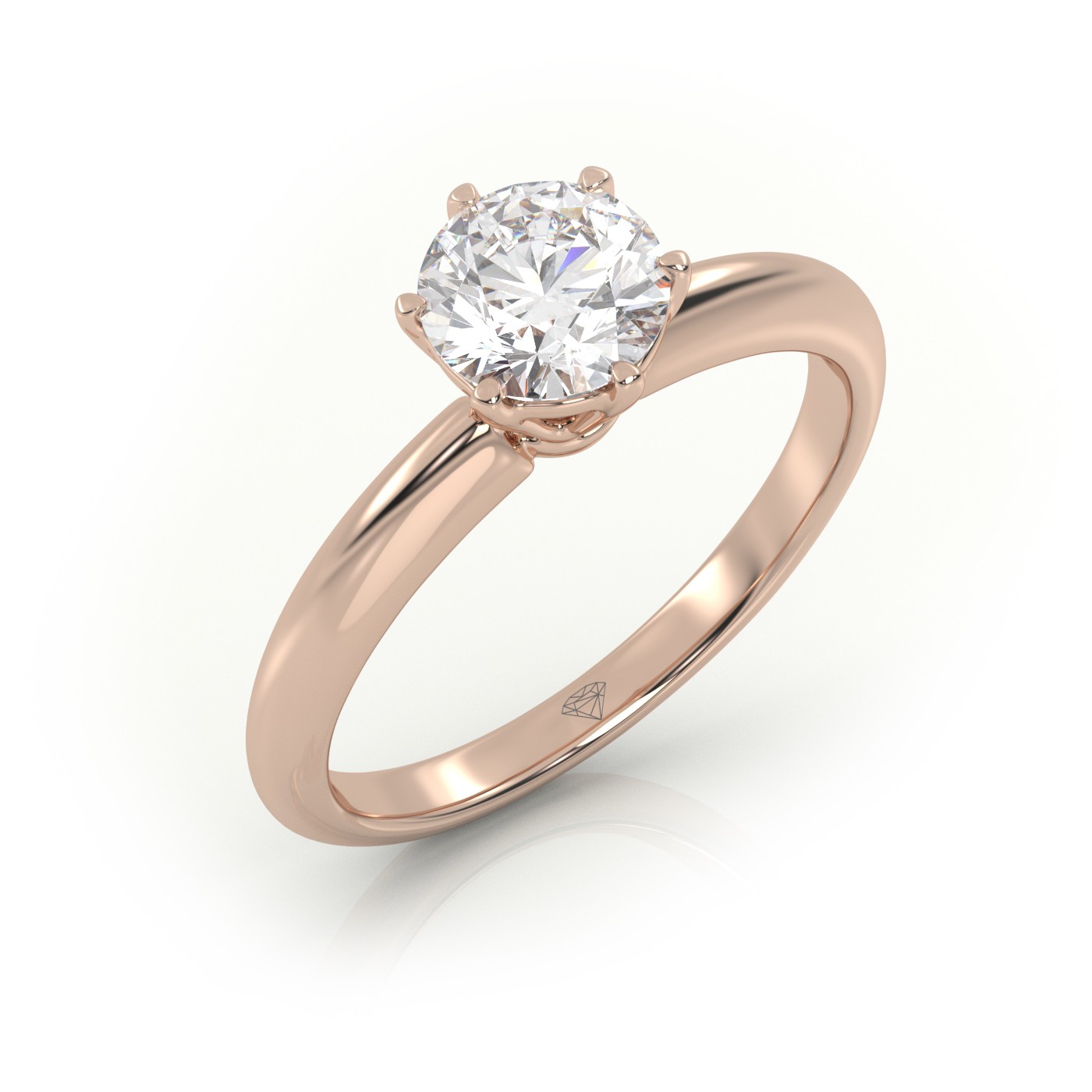 18K ROSE GOLD ROUND CUT 6 PRONGS SOLITAIRE ENGAGEMENT RING