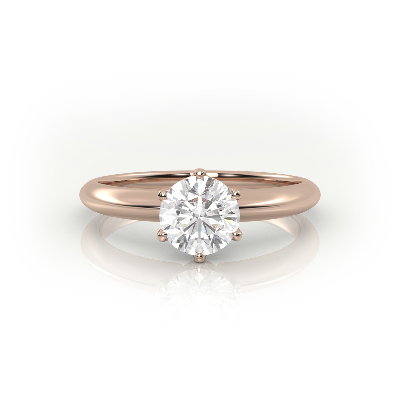 18K ROSE GOLD ROUND CUT 6 PRONGS SOLITAIRE ENGAGEMENT RING