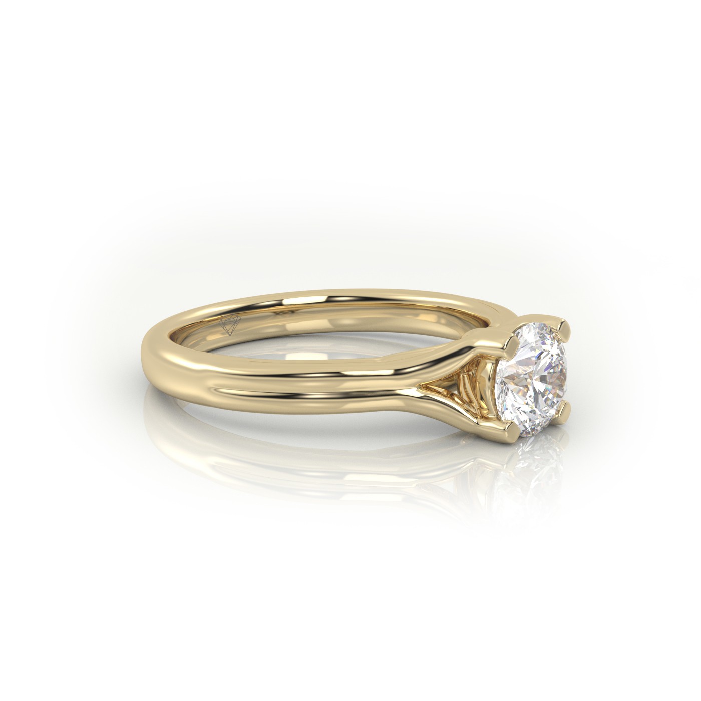 18K YELLOW GOLD ROUND CUT 4 PRONGS DOUBLE SHANK SOLITAIRE ENGAGEMENT RING