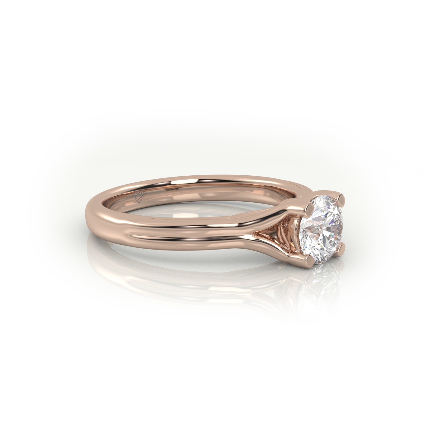 18K ROSE GOLD ROUND CUT 4 PRONGS DOUBLE SHANK SOLITAIRE ENGAGEMENT RING