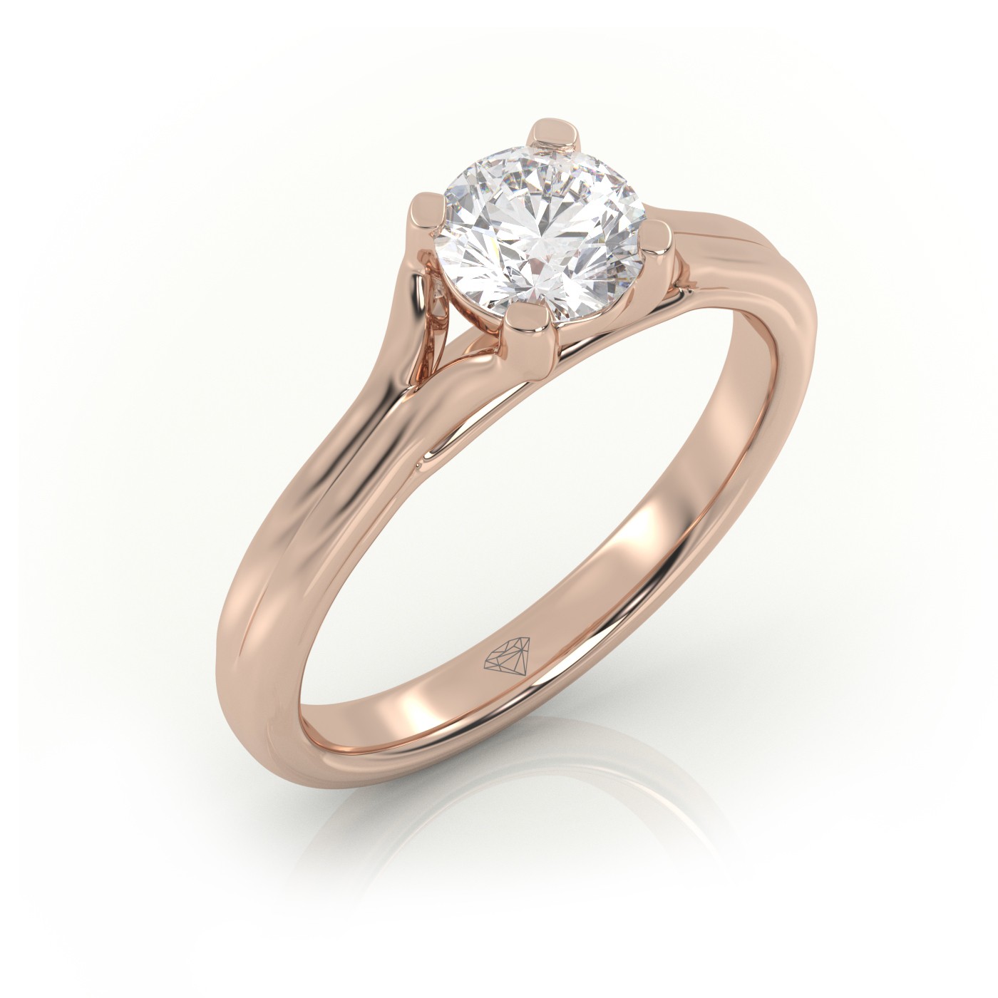 18K ROSE GOLD ROUND CUT 4 PRONGS DOUBLE SHANK SOLITAIRE ENGAGEMENT RING