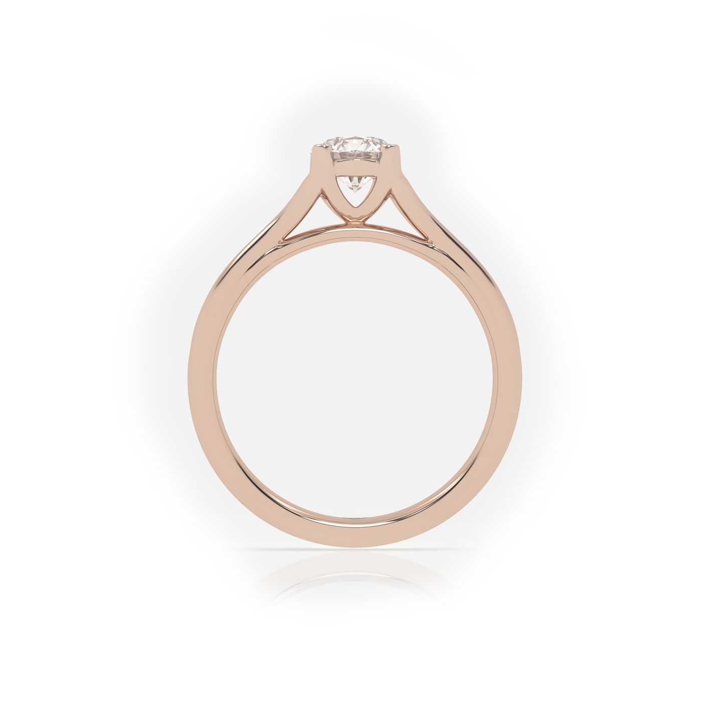 18K ROSE GOLD ROUND CUT 4 PRONGS DOUBLE SHANK SOLITAIRE ENGAGEMENT RING