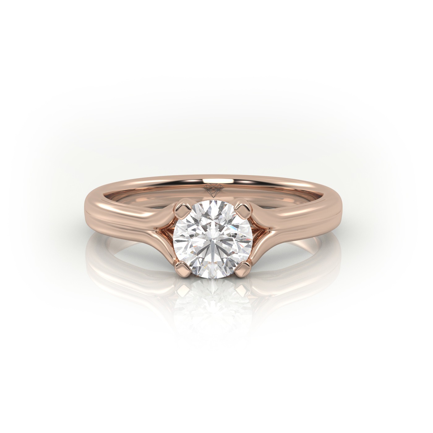 18K ROSE GOLD ROUND CUT 4 PRONGS DOUBLE SHANK SOLITAIRE ENGAGEMENT RING