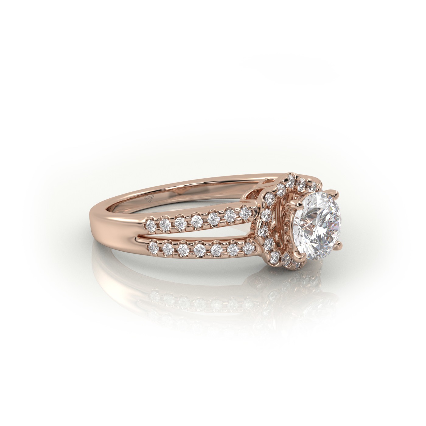 18K ROSE GOLD ROUND CUT 4 PRONGS SCALLOP VINTAGE SET ENGAGEMENT RING