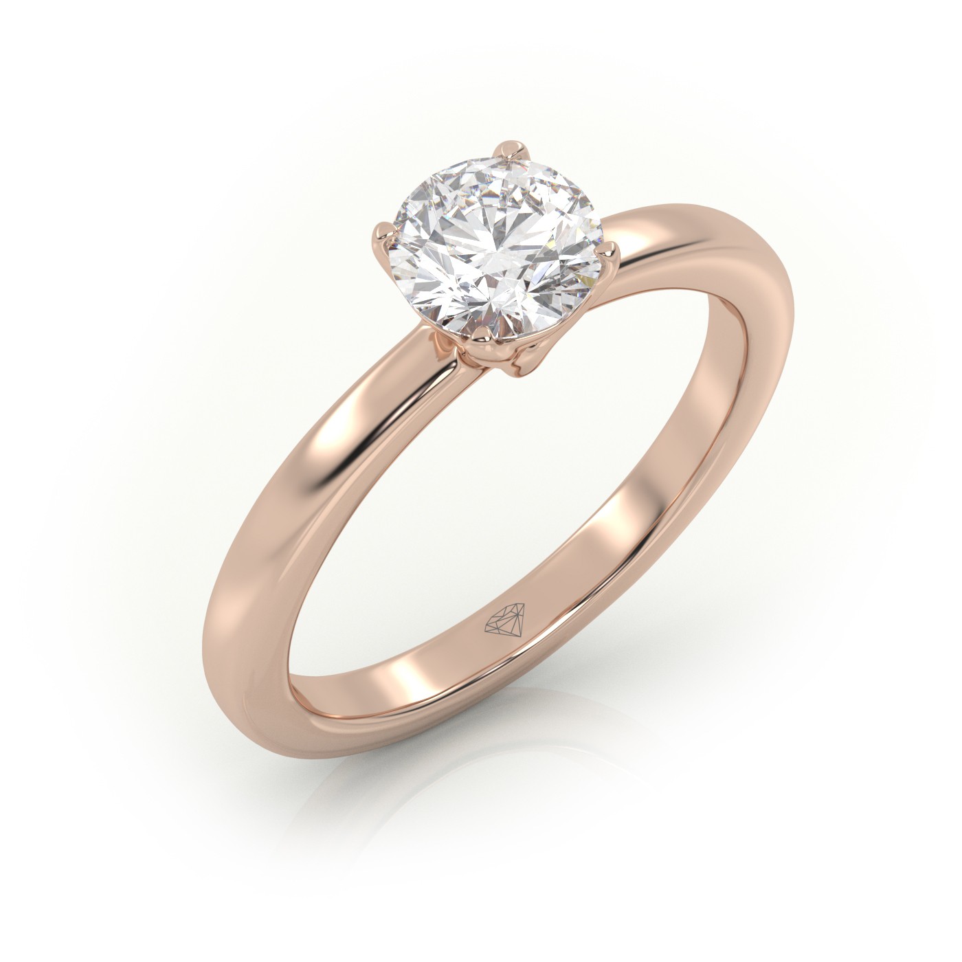 18K ROSE GOLD ROUND CUT 4 PRONGS SOLITAIRE ENGAGEMENT RING
