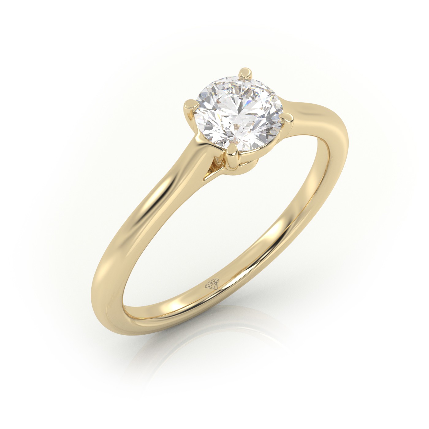 18 Karat Yellow Gold Round Cut Solitaire Engagement Ring