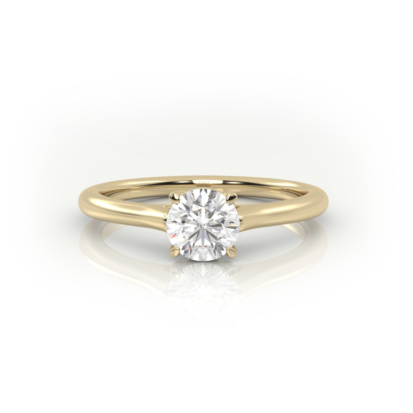 18 Karat Yellow Gold Round Cut Solitaire Engagement Ring