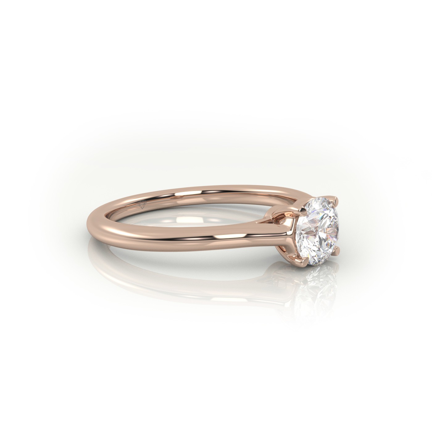 18 Karat Rose Gold Round Cut Solitaire Engagement Ring