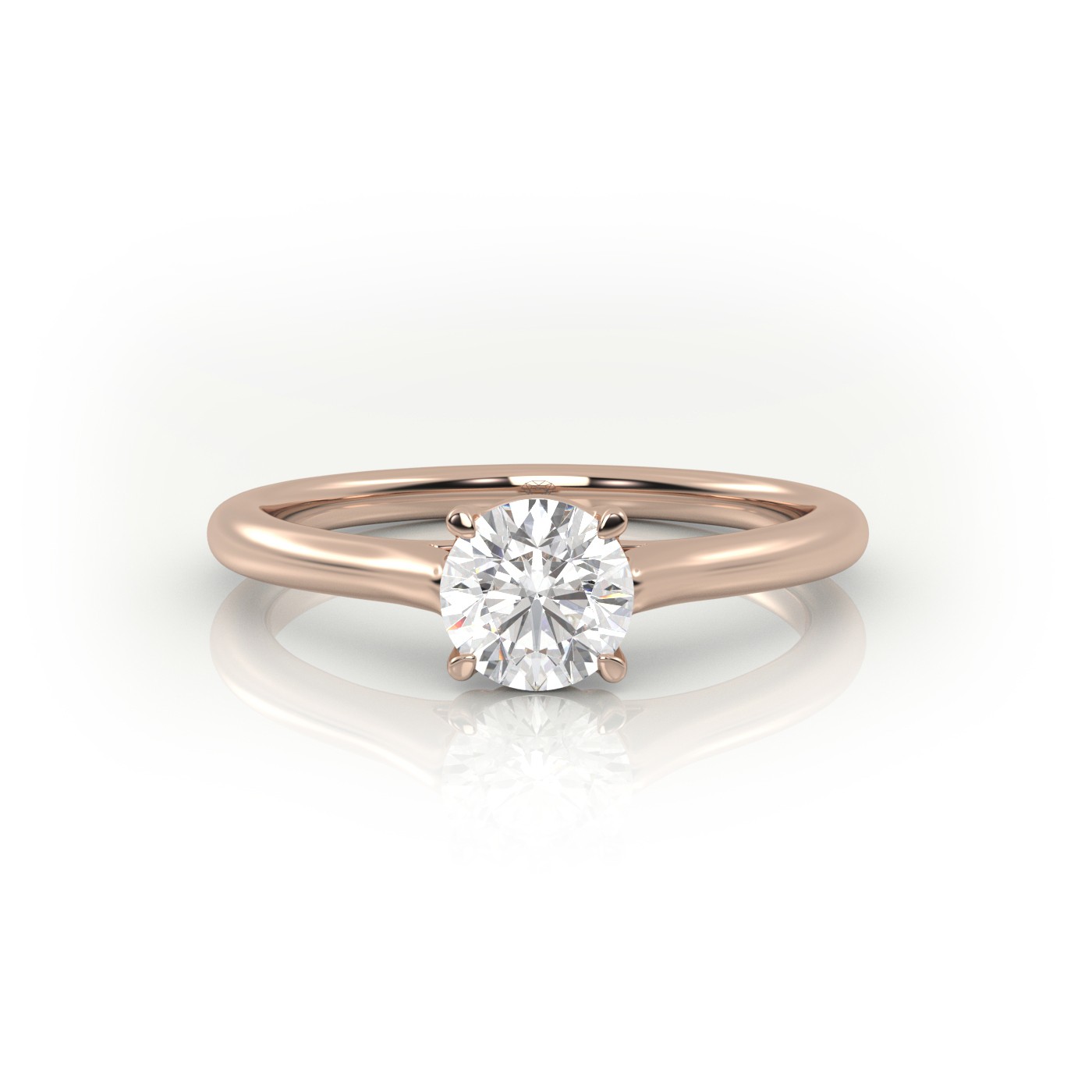 18 Karat Rose Gold Round Cut Solitaire Engagement Ring