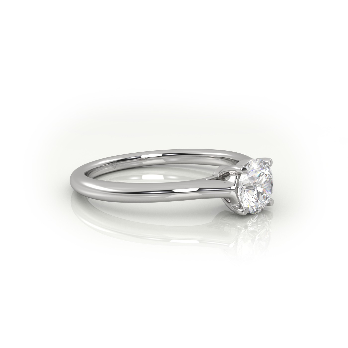 18 Karat White Gold Round Cut Solitaire Engagement Ring