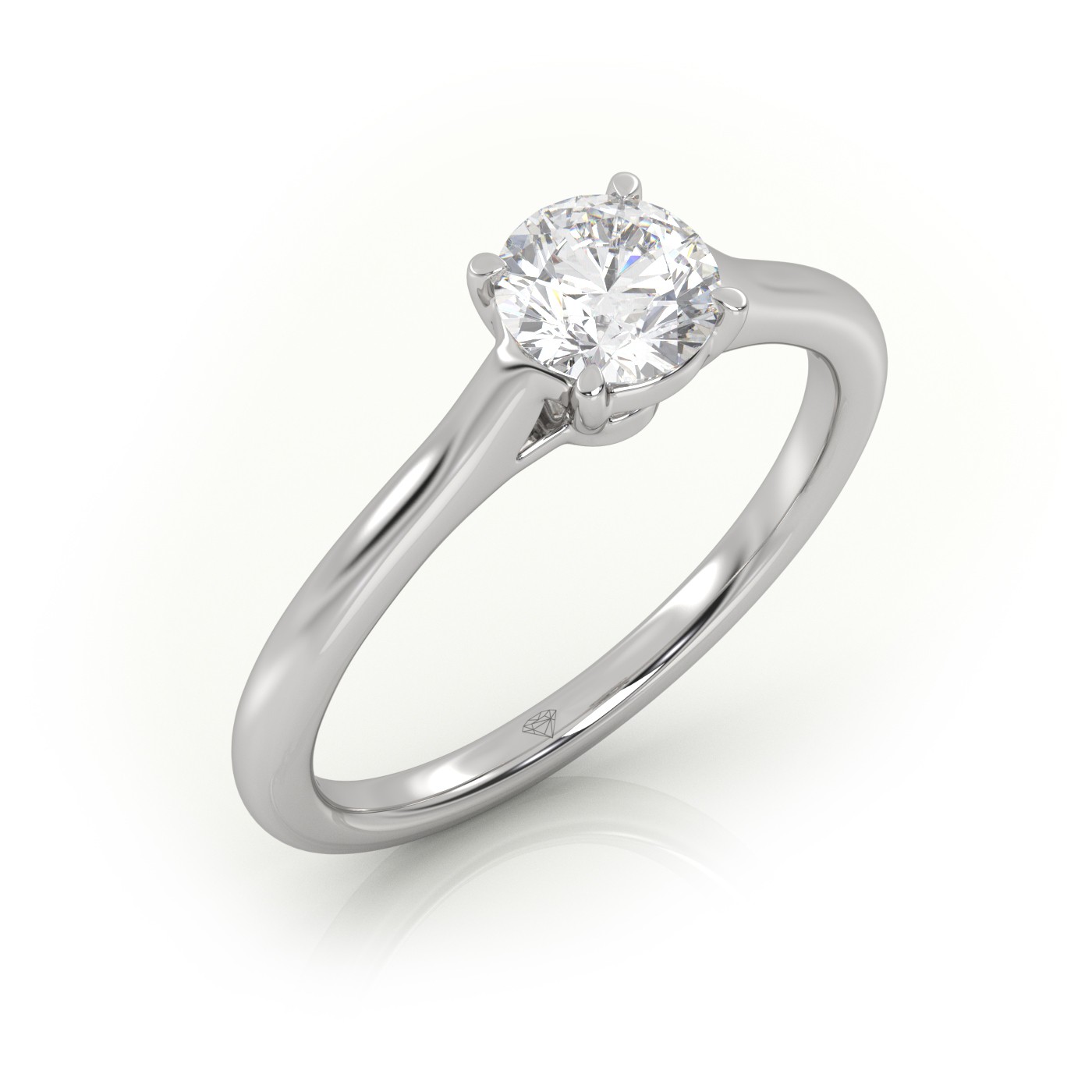 18 Karat White Gold Round Cut Solitaire Engagement Ring