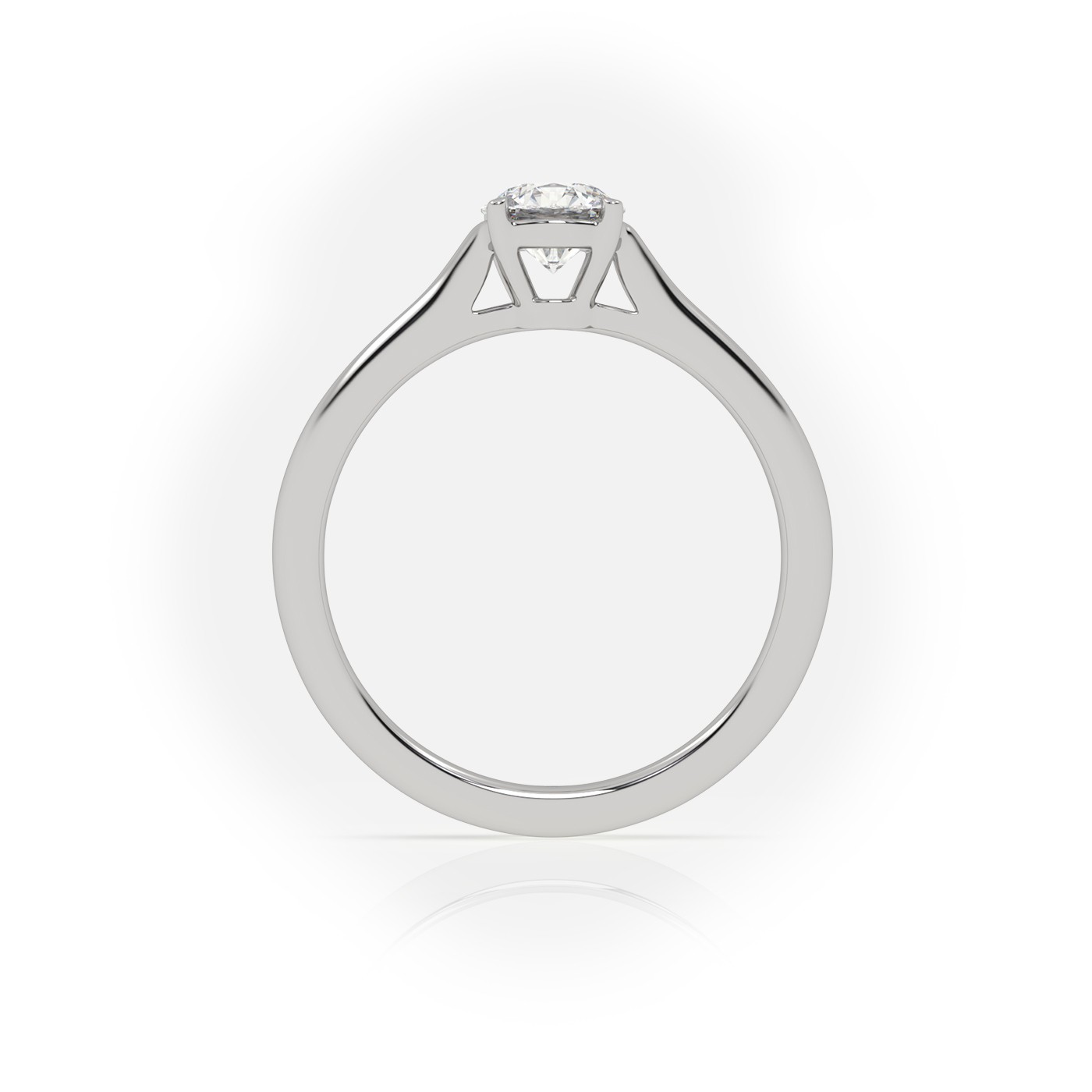 18 Karat White Gold Round Cut Solitaire Engagement Ring