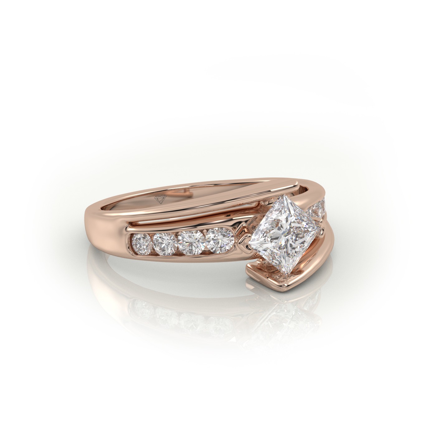18K ROSE GOLD PRINCESS CUT 2 PRONGS DESIGNER ENGAGEMENT RING