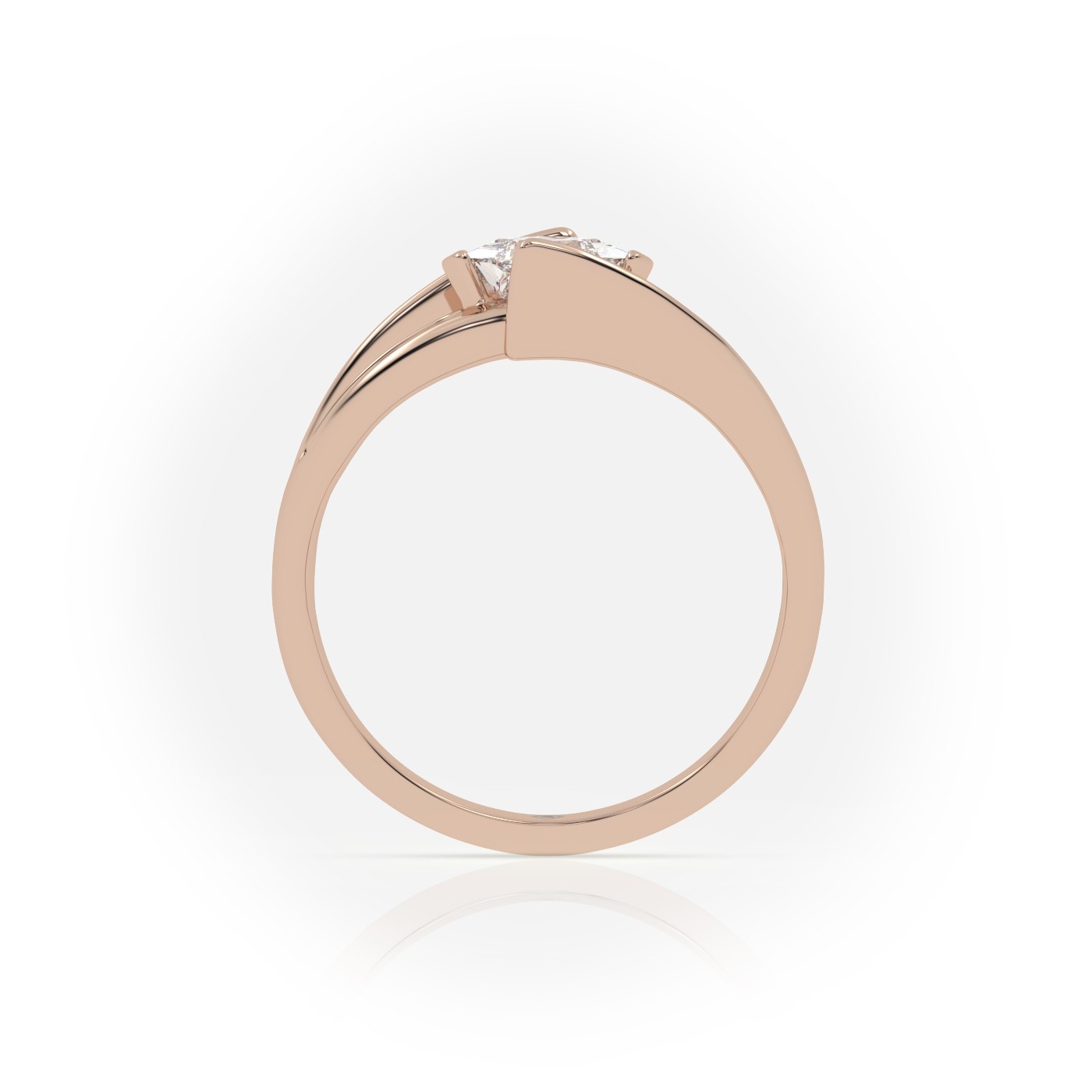 18K ROSE GOLD PRINCESS CUT 2 PRONGS DESIGNER ENGAGEMENT RING