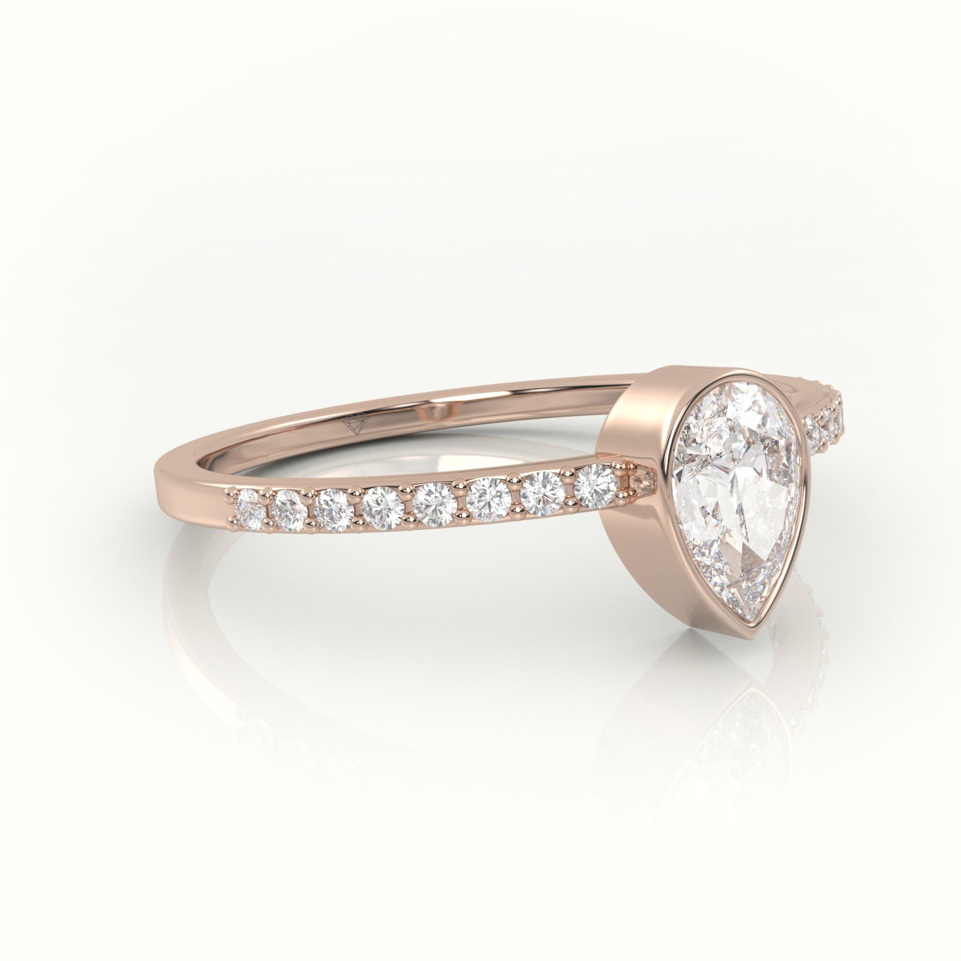 18K ROSE GOLD PEAR CUT DIAMOND CHANNEL SETTING ENGAGEMENT RING