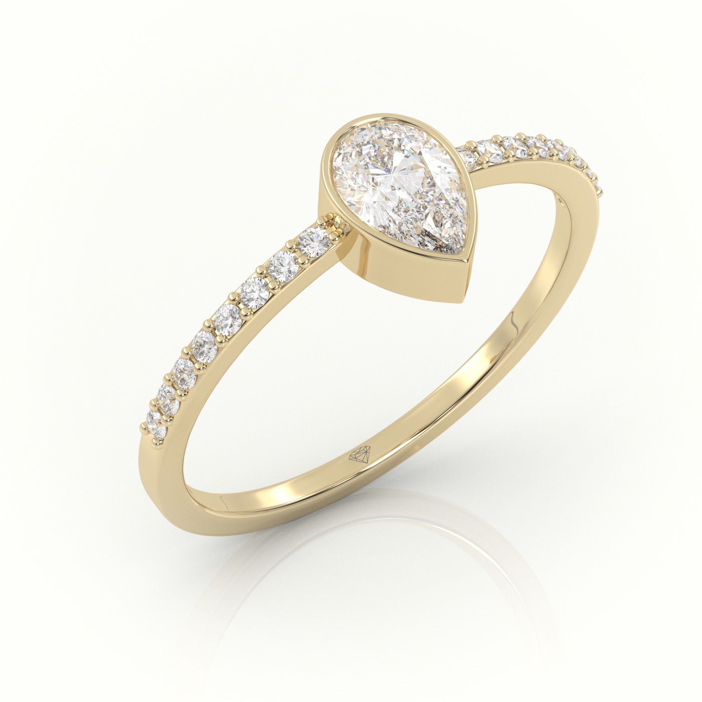 18K YELLOW GOLD PEAR CUT DIAMOND CHANNEL SETTING ENGAGEMENT RING