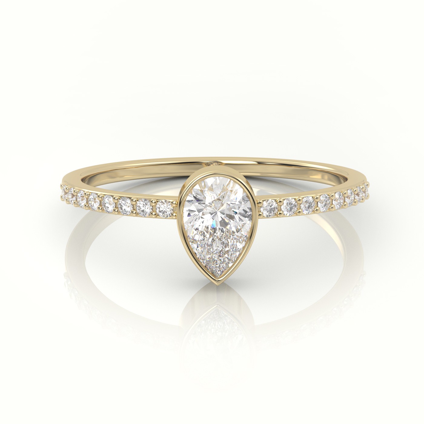 18K YELLOW GOLD PEAR CUT DIAMOND CHANNEL SETTING ENGAGEMENT RING